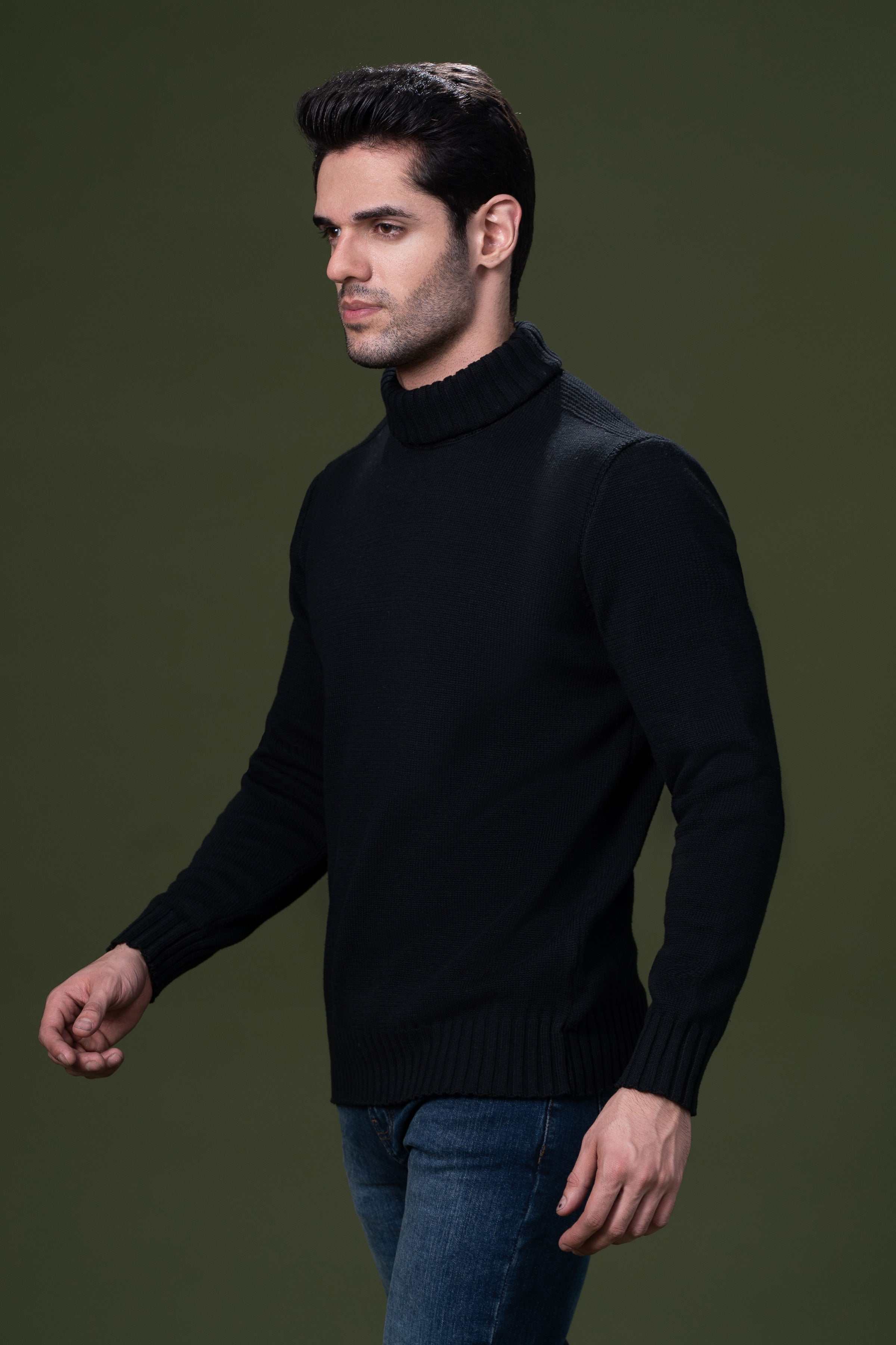 HIGH NECK SWEATER BLACK at Charcoal Clothing