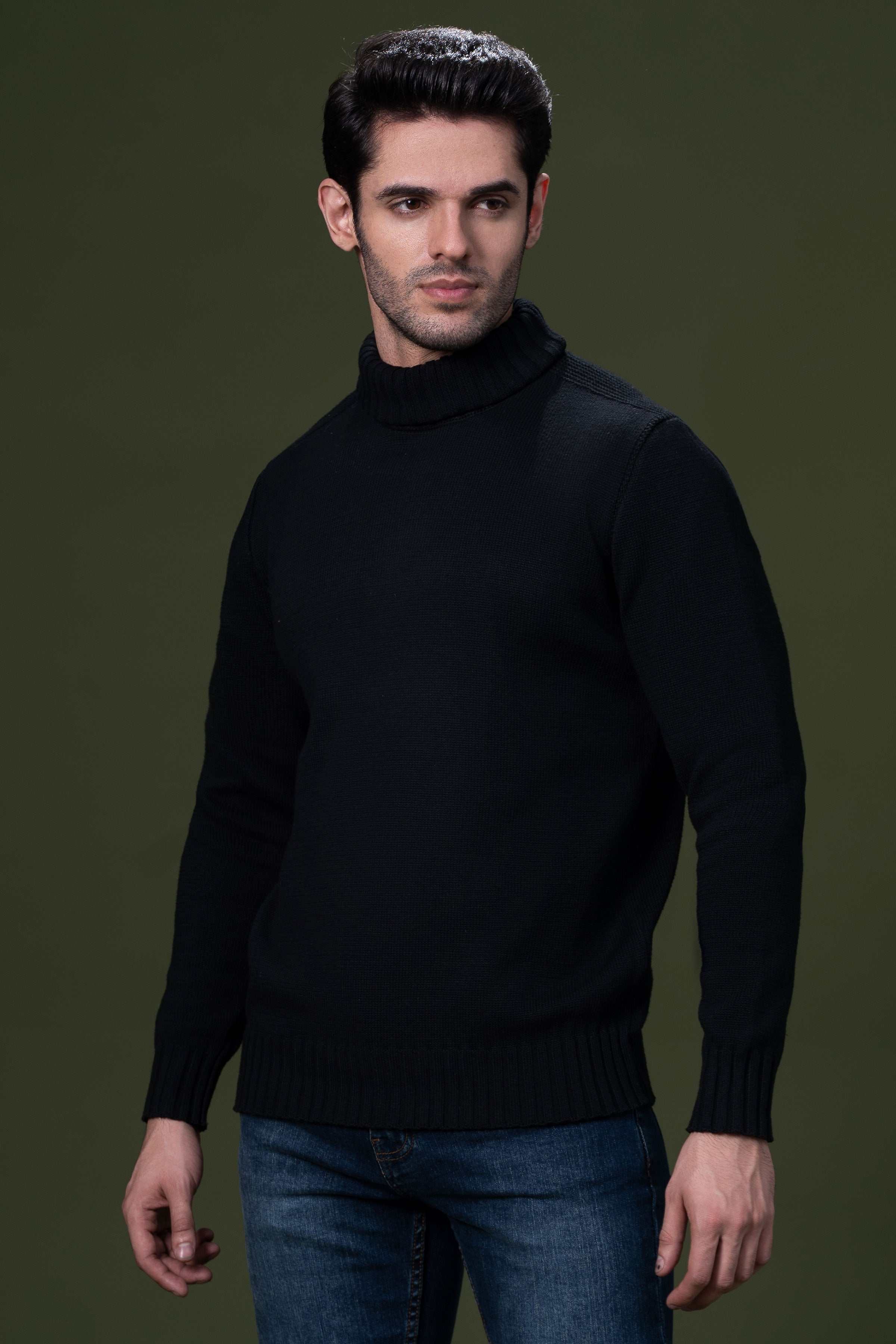 HIGH NECK SWEATER BLACK at Charcoal Clothing