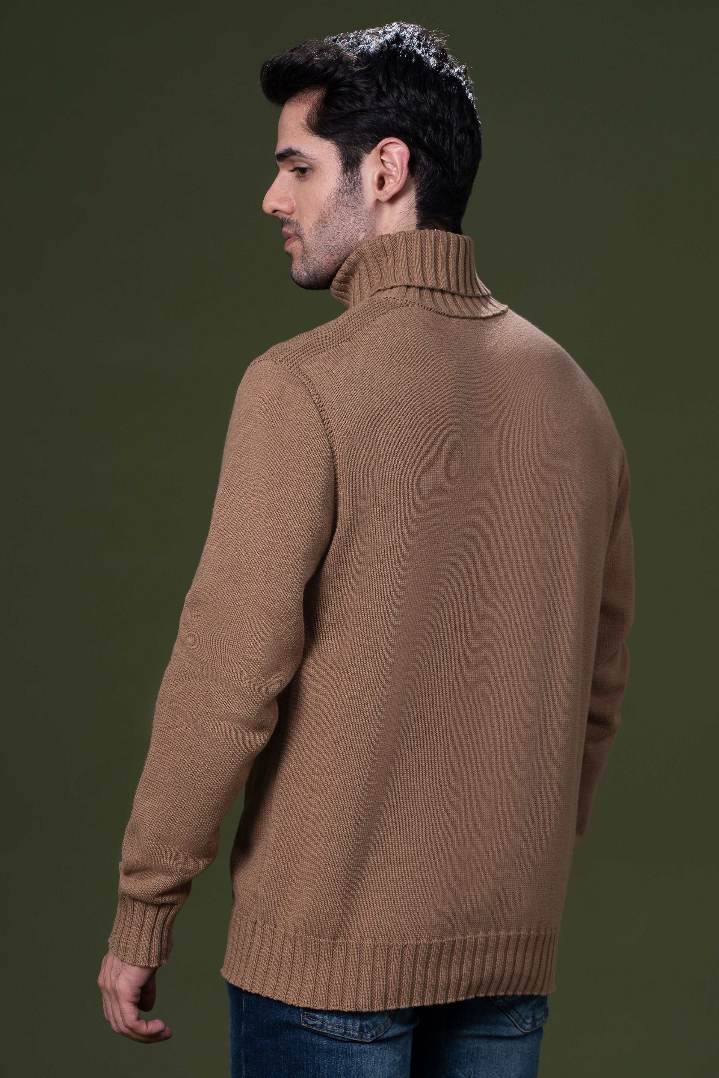 HIGH NECK SWEATER CAMEL at Charcoal Clothing