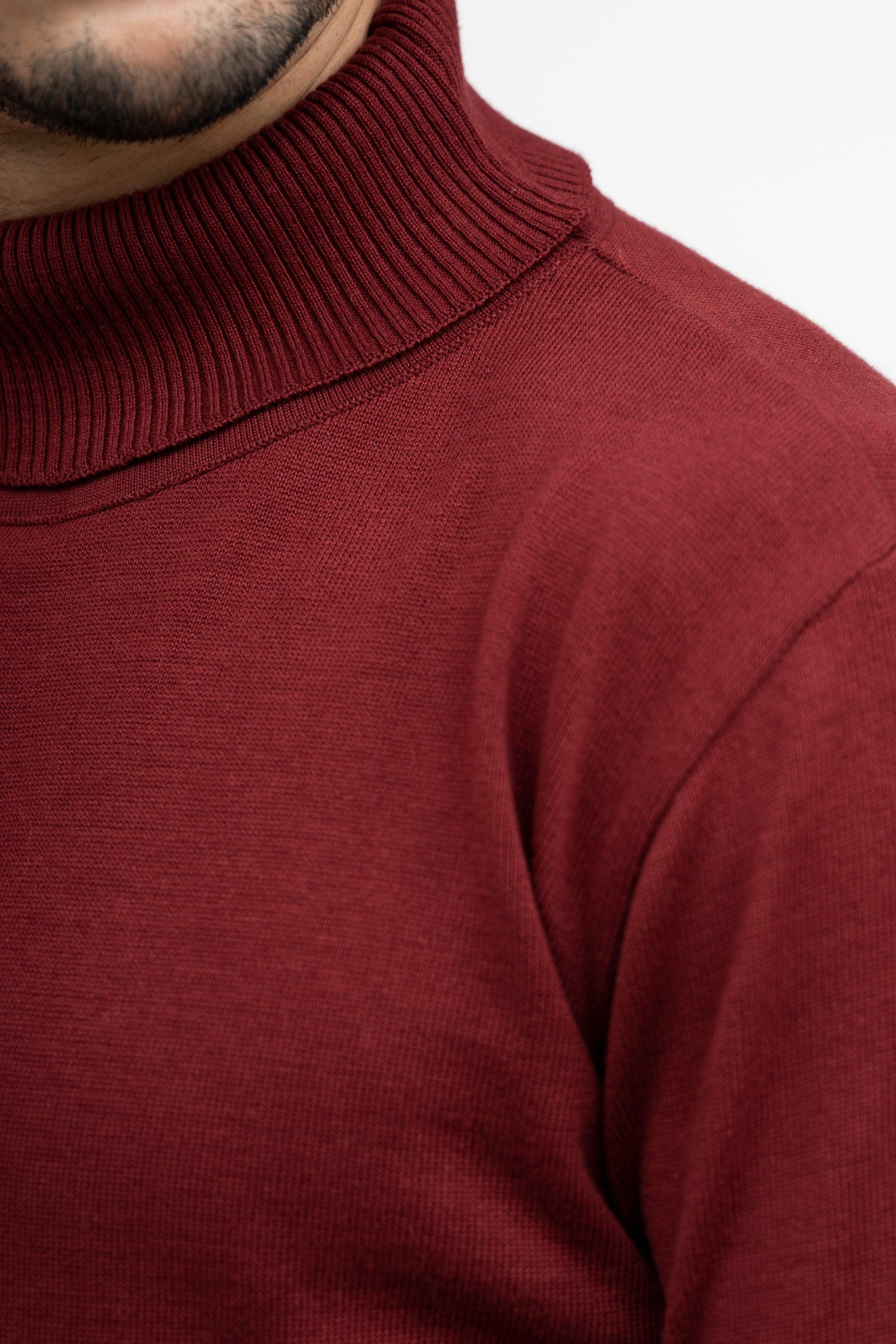 HIGH NECK SWEATER MAROON at Charcoal Clothing