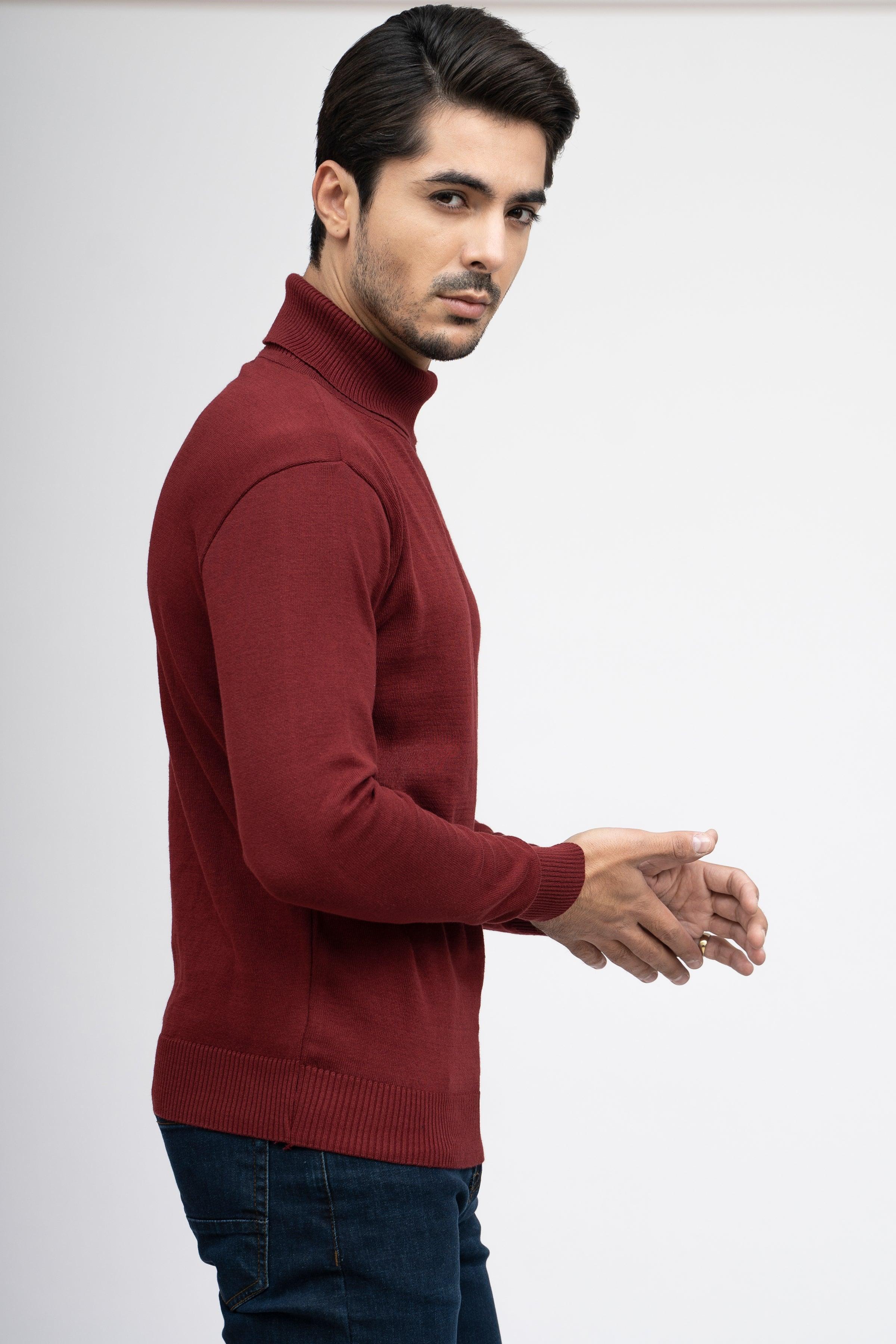 HIGH NECK SWEATER MAROON at Charcoal Clothing