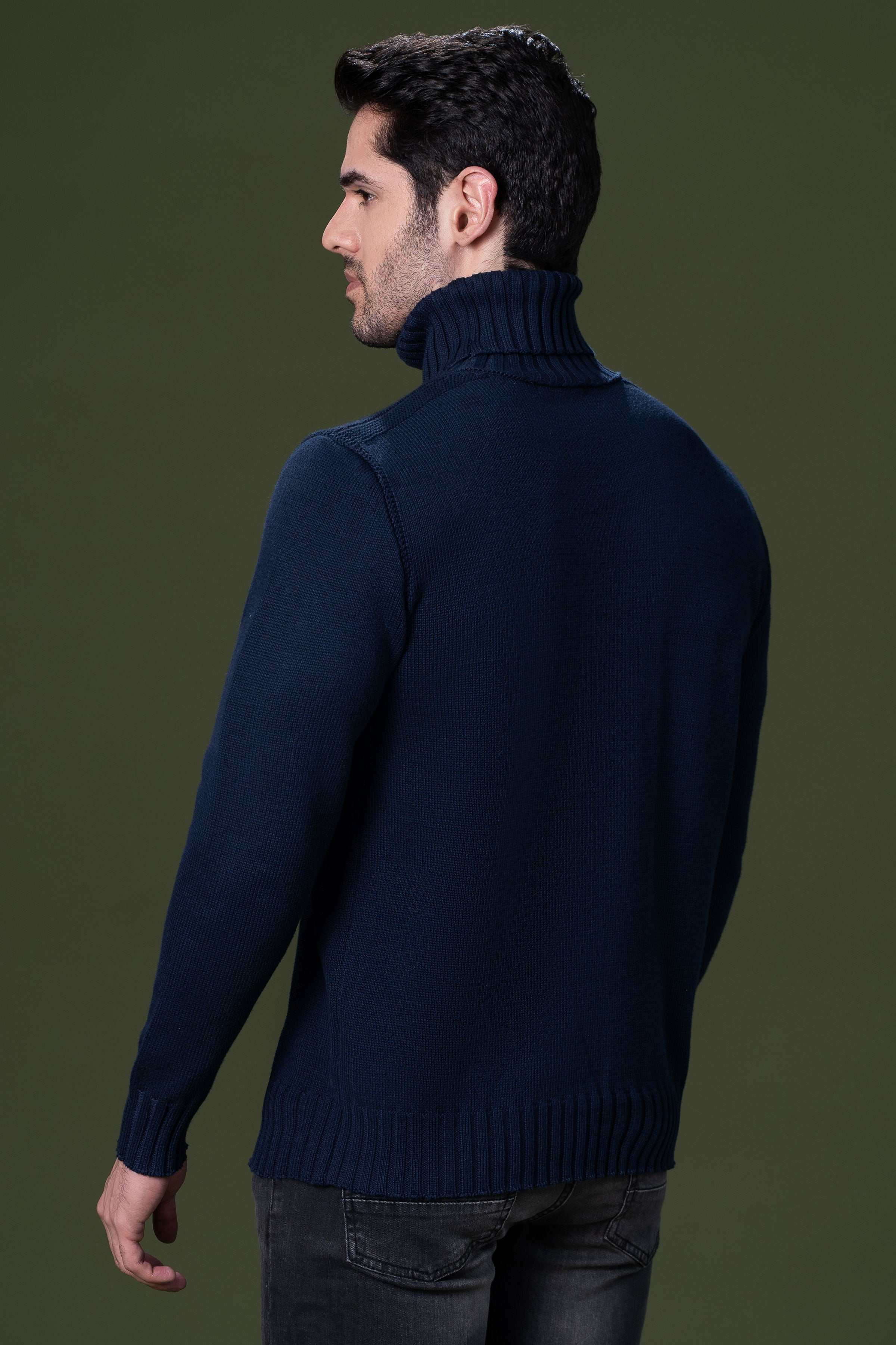 HIGH NECK SWEATER NAVY at Charcoal Clothing