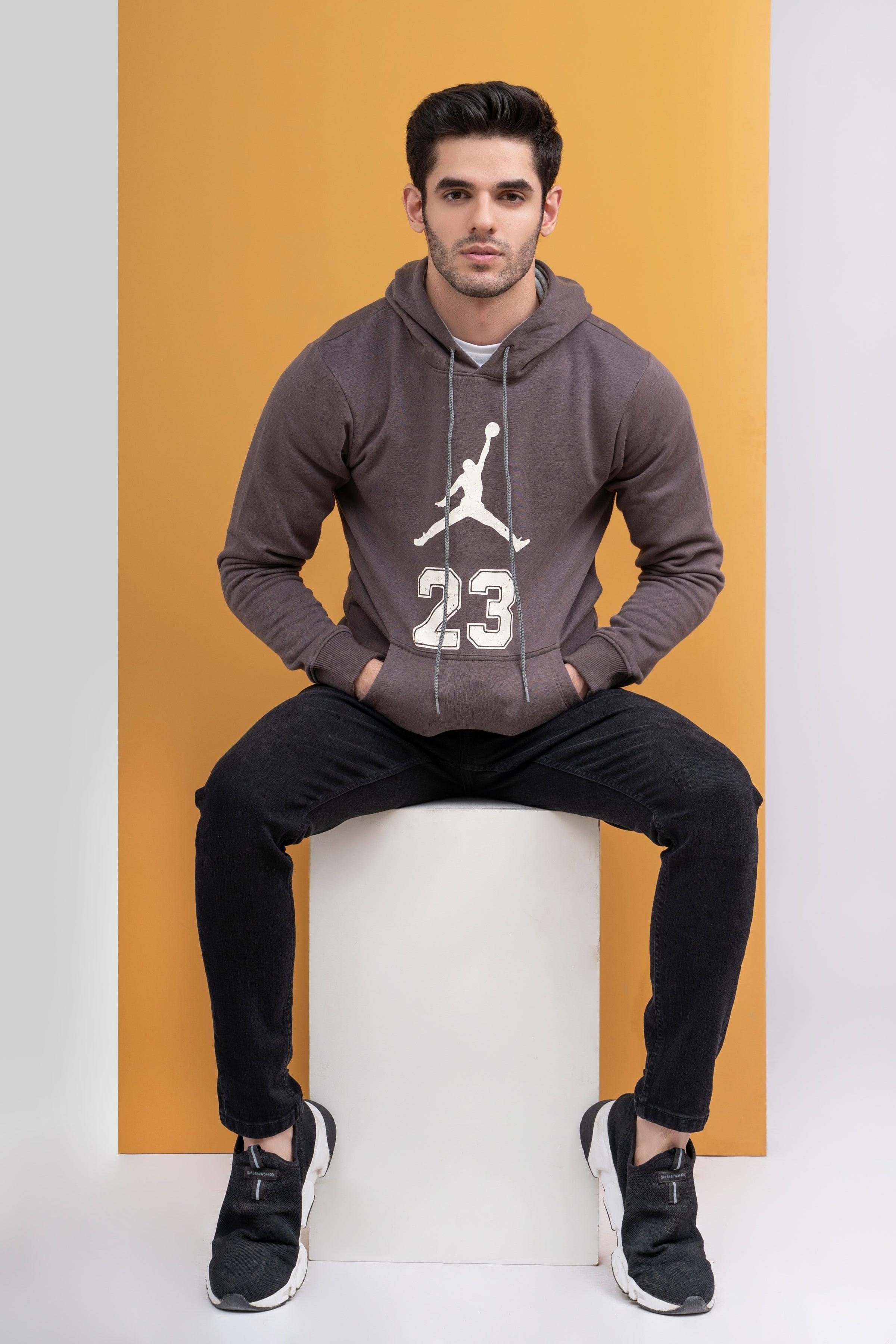 HOODIE JORDAN KANGROO STYLE GREY at Charcoal Clothing