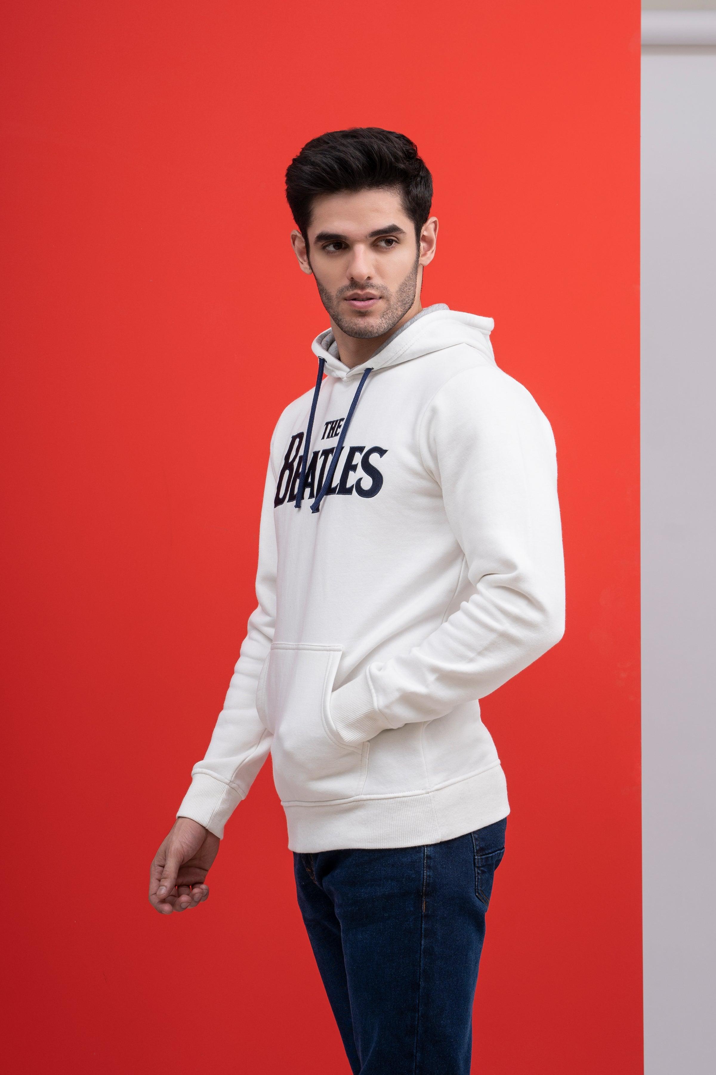 HOODIE KANGROO STYLE OFF WHITE at Charcoal Clothing