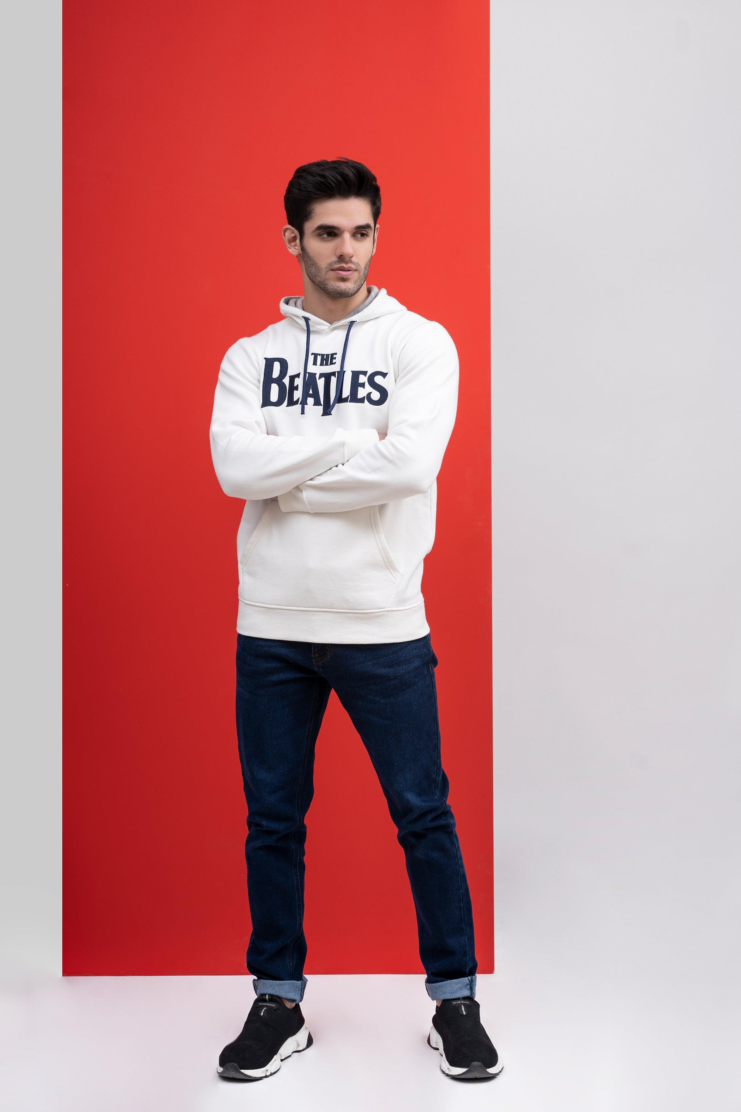 HOODIE KANGROO STYLE OFF WHITE at Charcoal Clothing