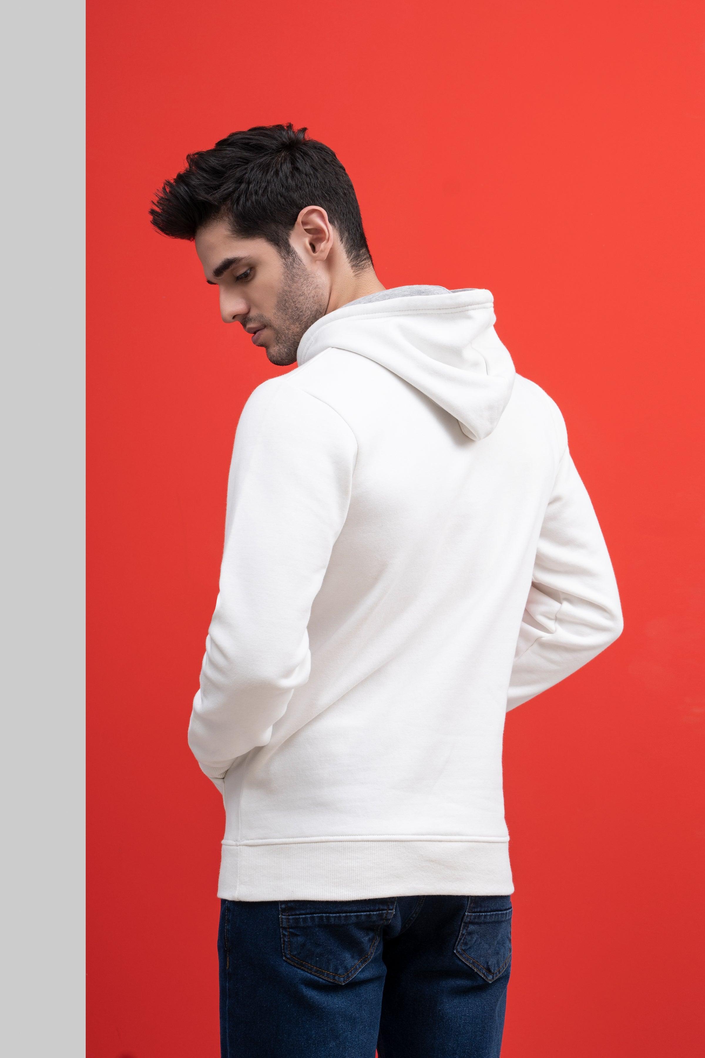 HOODIE KANGROO STYLE OFF WHITE at Charcoal Clothing