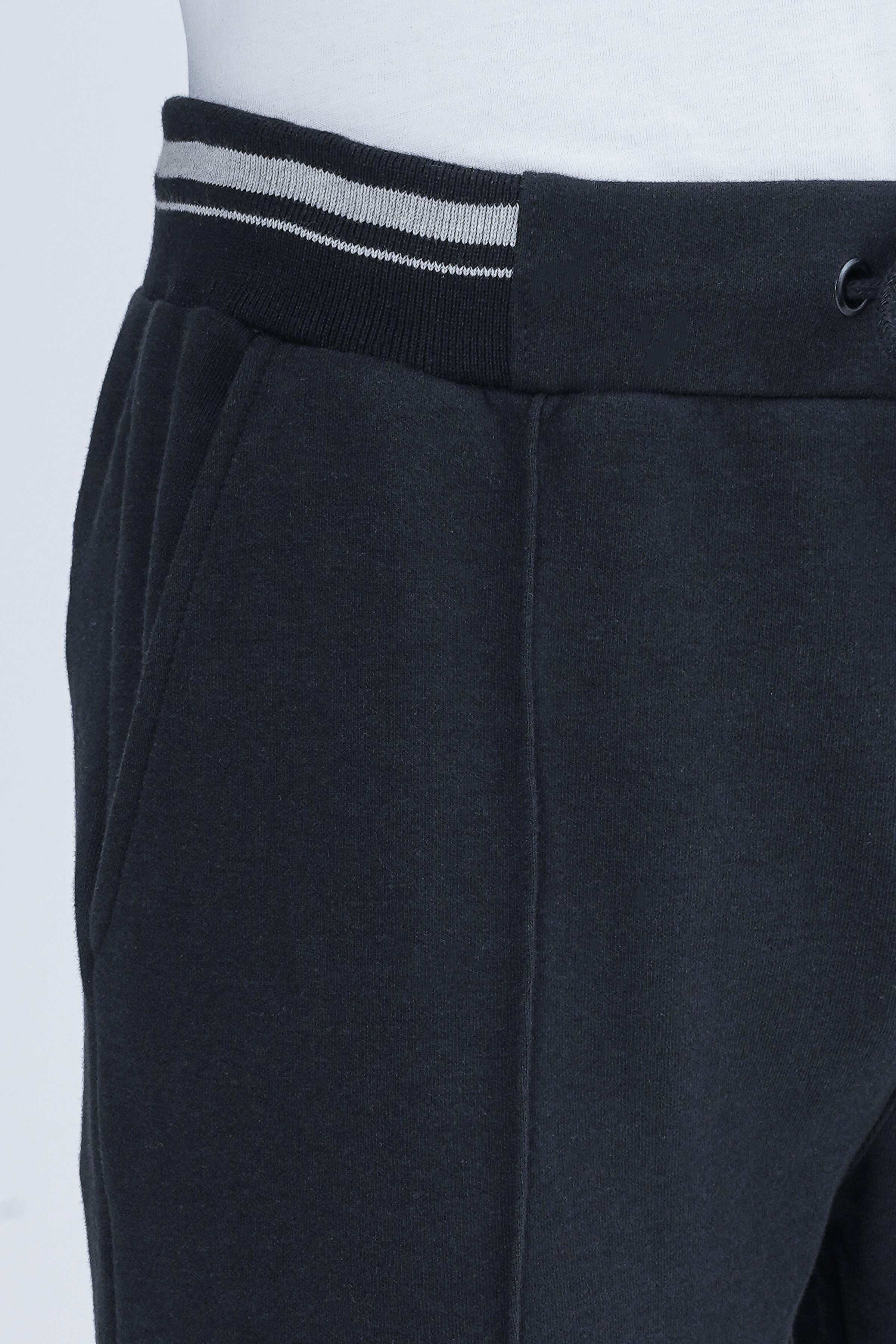 INTERLOCK JOGGER WAIST SLIM TROUSER BLACK at Charcoal Clothing