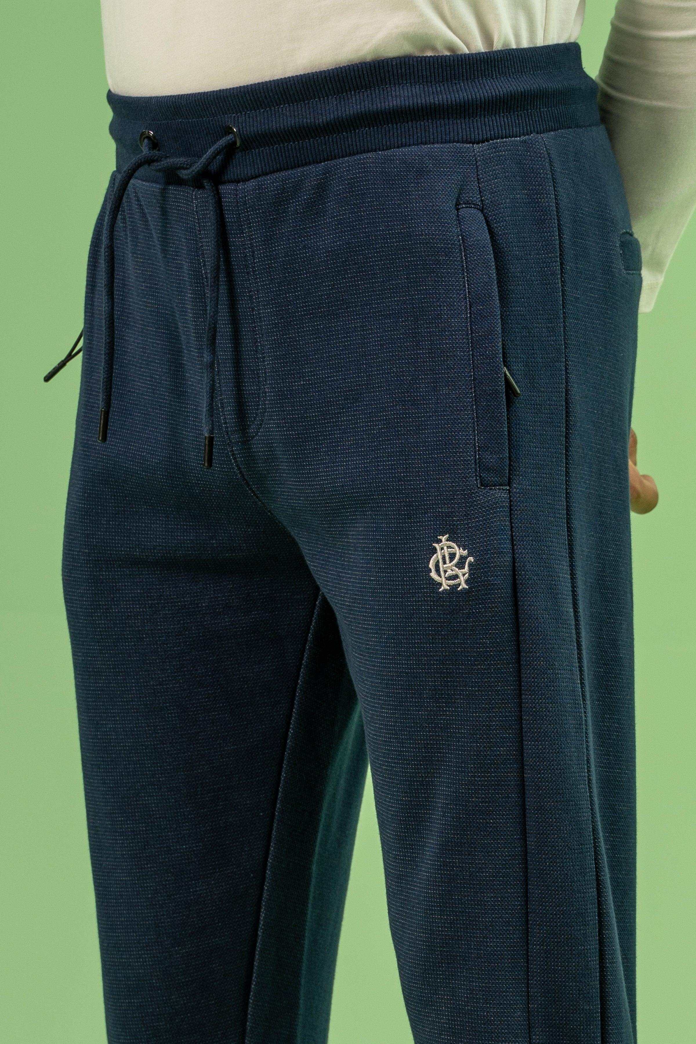 INTERLOCK JOGGER WAIST SLIM TROUSER INDIGO BLUE at Charcoal Clothing