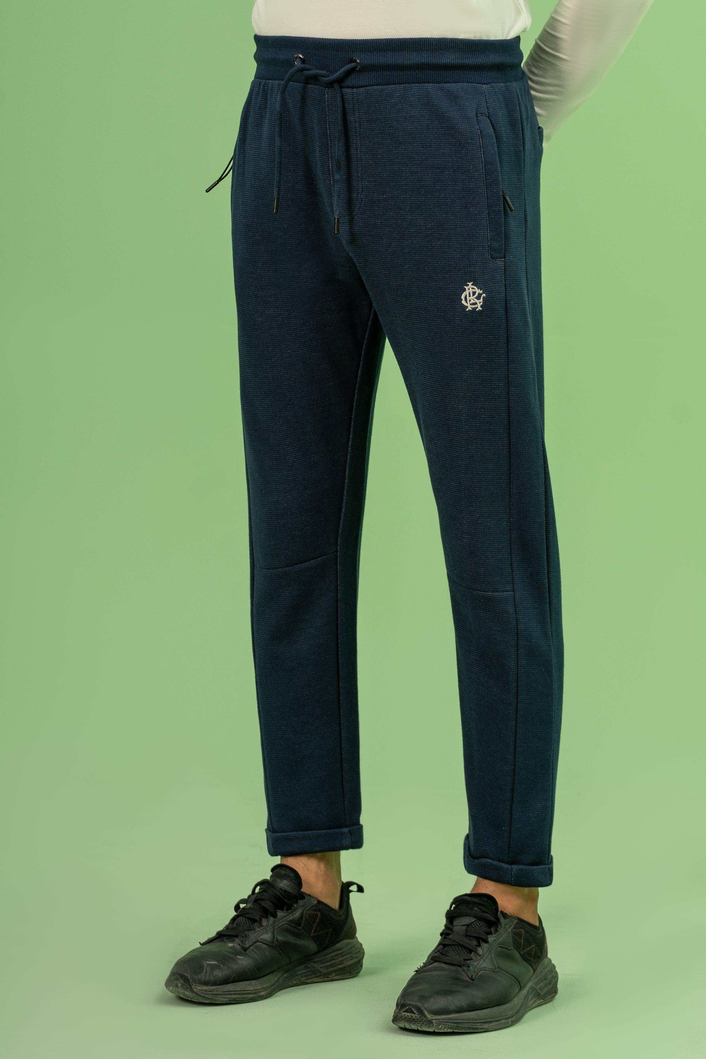 INTERLOCK JOGGER WAIST SLIM TROUSER INDIGO BLUE at Charcoal Clothing