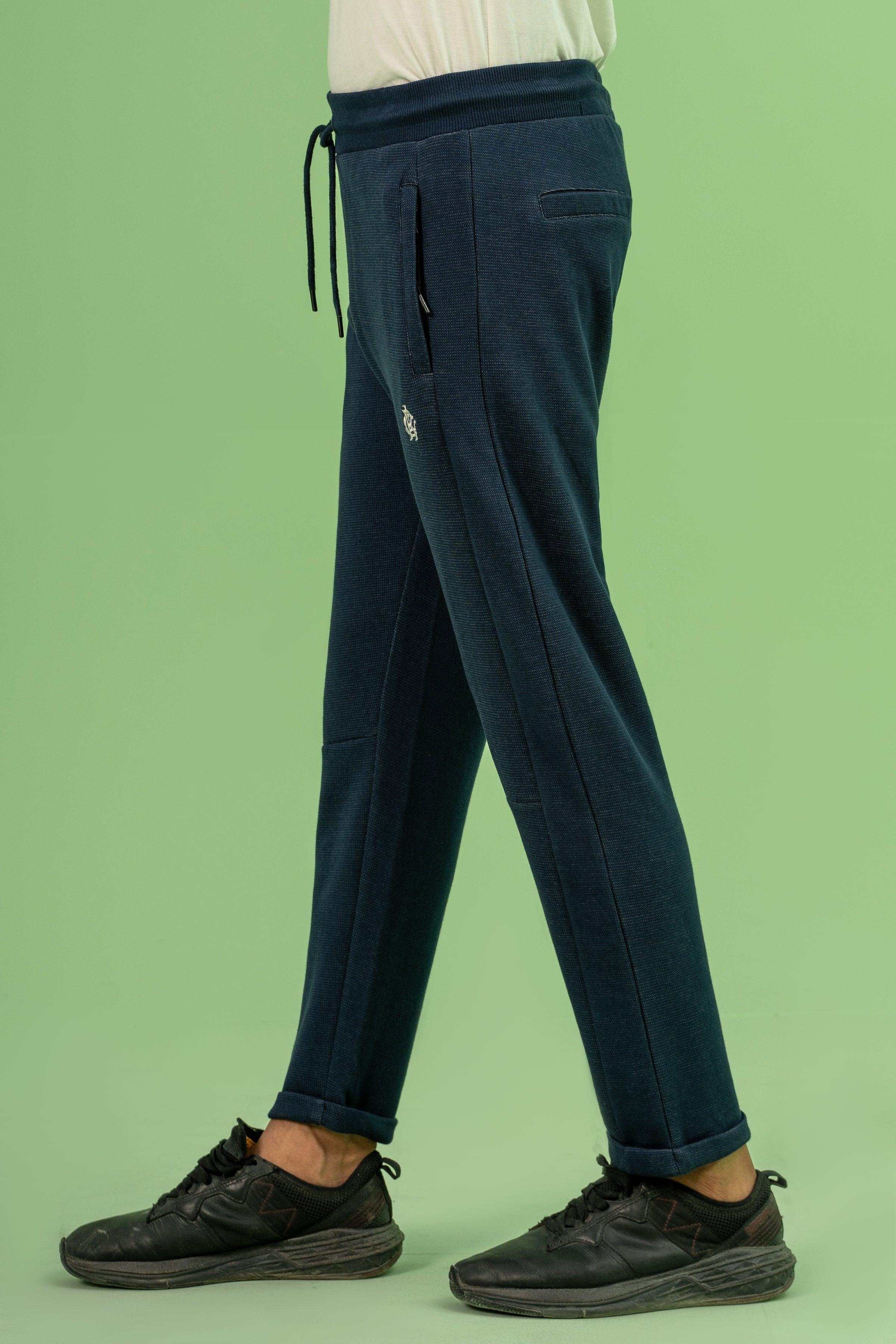 INTERLOCK JOGGER WAIST SLIM TROUSER INDIGO BLUE at Charcoal Clothing