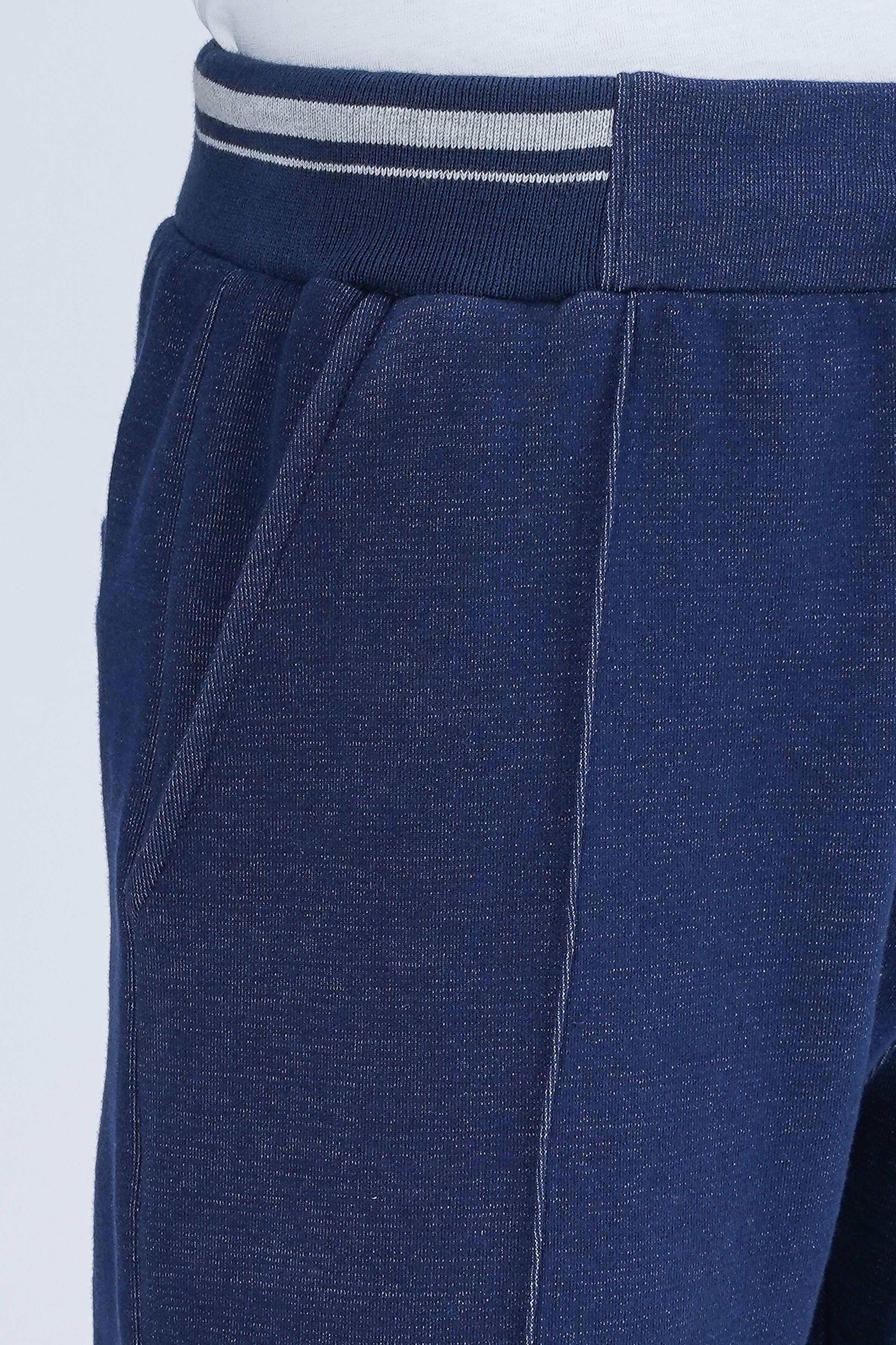 INTERLOCK JOGGER WAIST SLIM TROUSER INDIGO at Charcoal Clothing