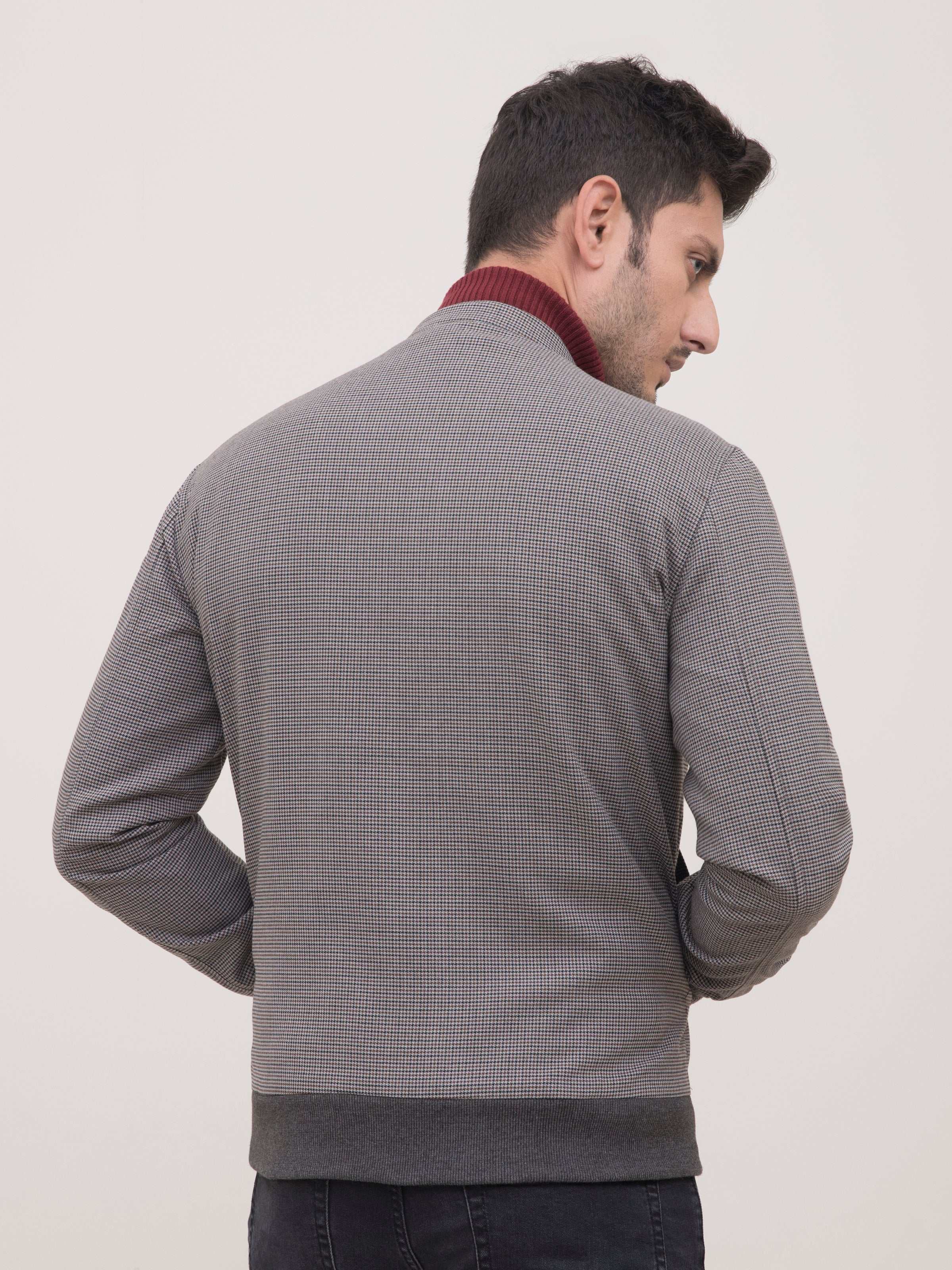 JACKET BAN COLLAR BLACK GREY at Charcoal Clothing