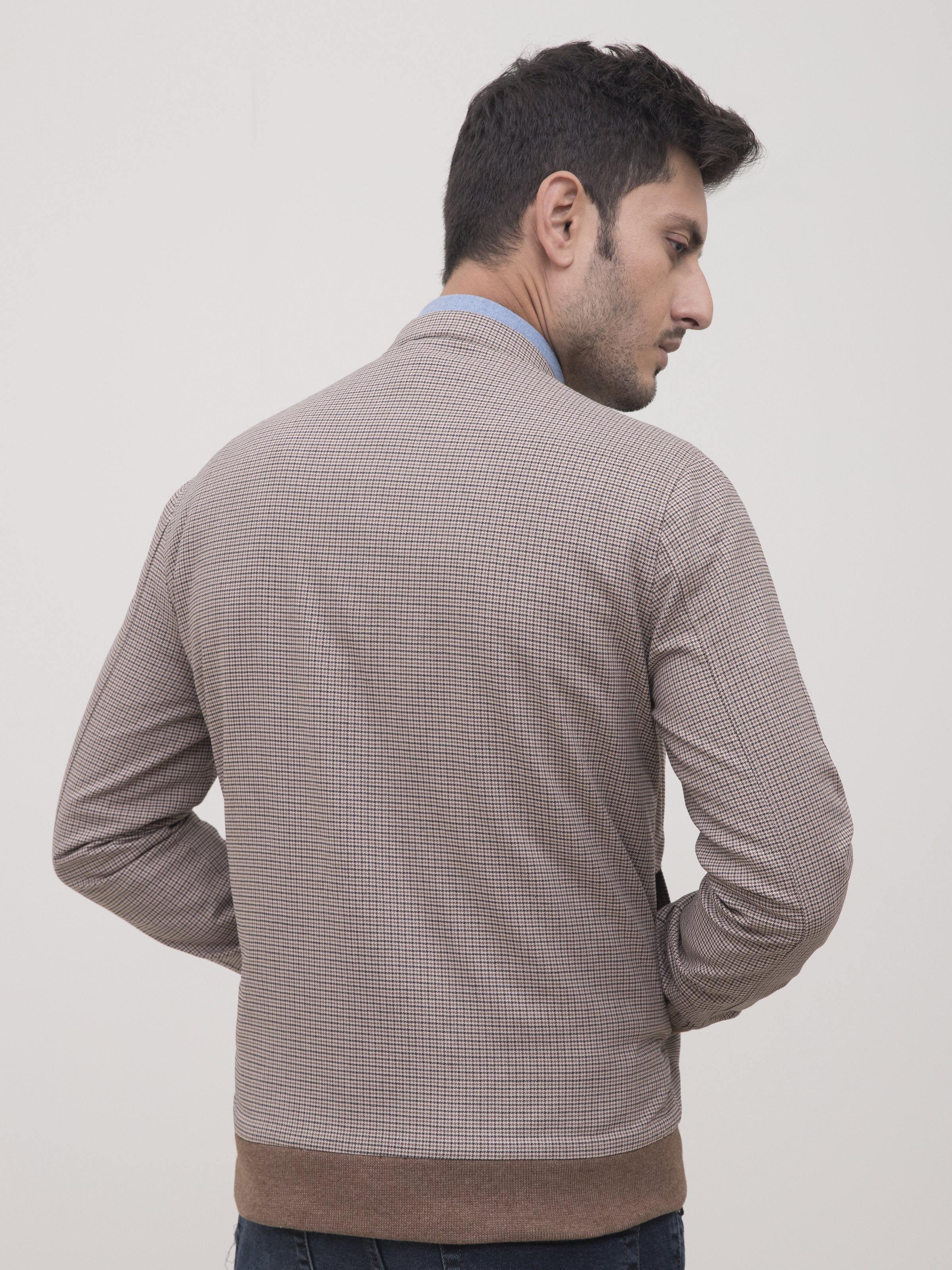 JACKET BAN COLLAR FULL SLEEVE KHAKI BROWN at Charcoal Clothing