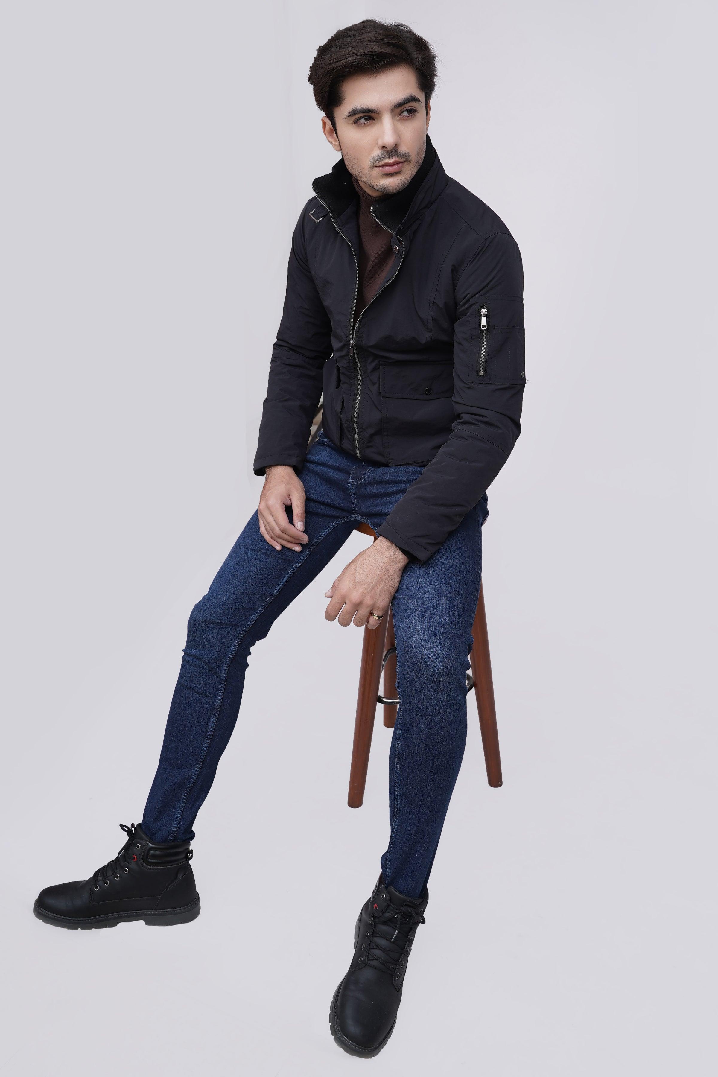 JACKET DOUBLE POCKET F/S BLACK at Charcoal Clothing