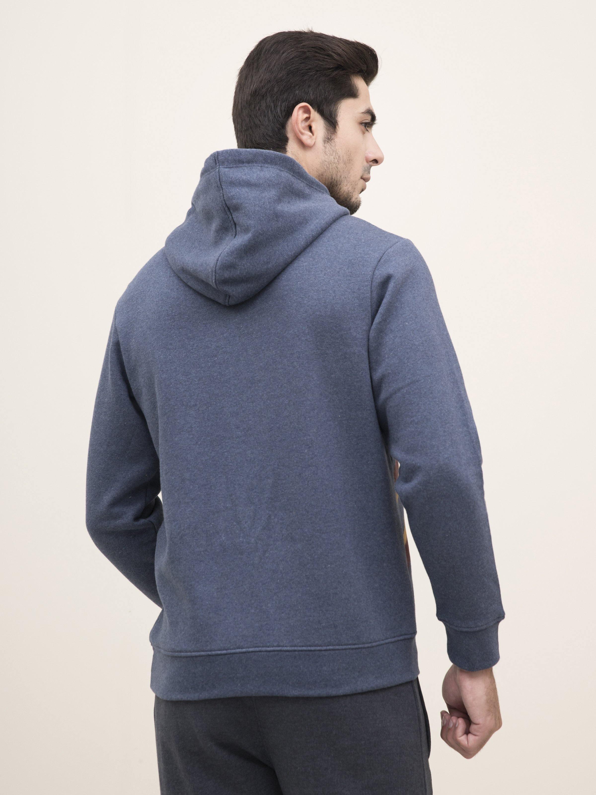JACKET FULL SLEEVE KNIT HOODIE BLUE MELANGE at Charcoal Clothing