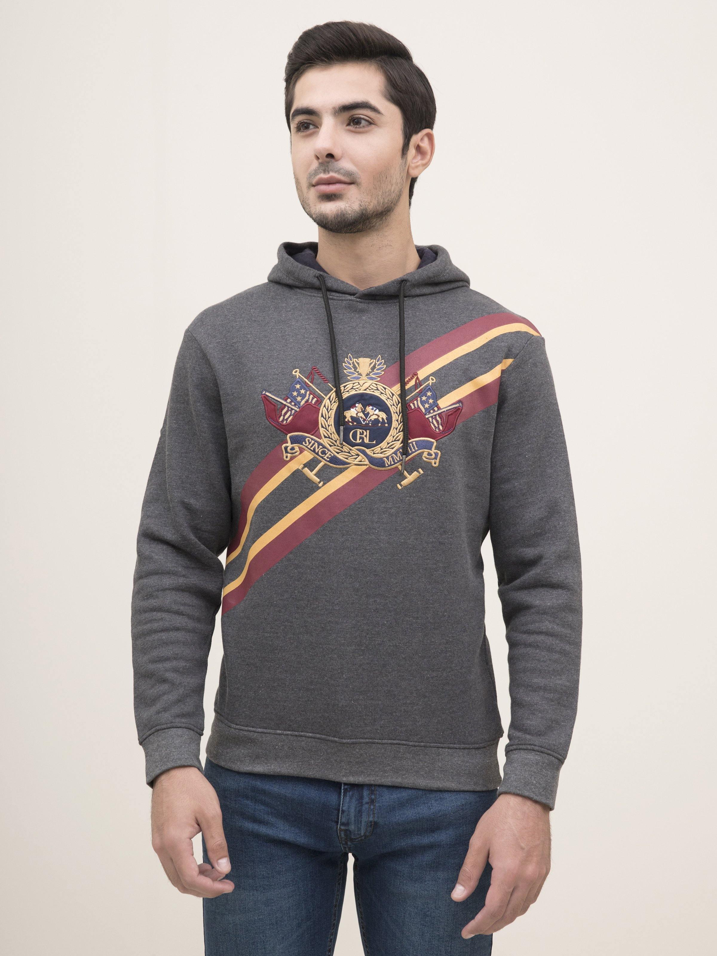 JACKET FULL SLEEVE KNIT HOODIE CHARCOAL GREY at Charcoal Clothing