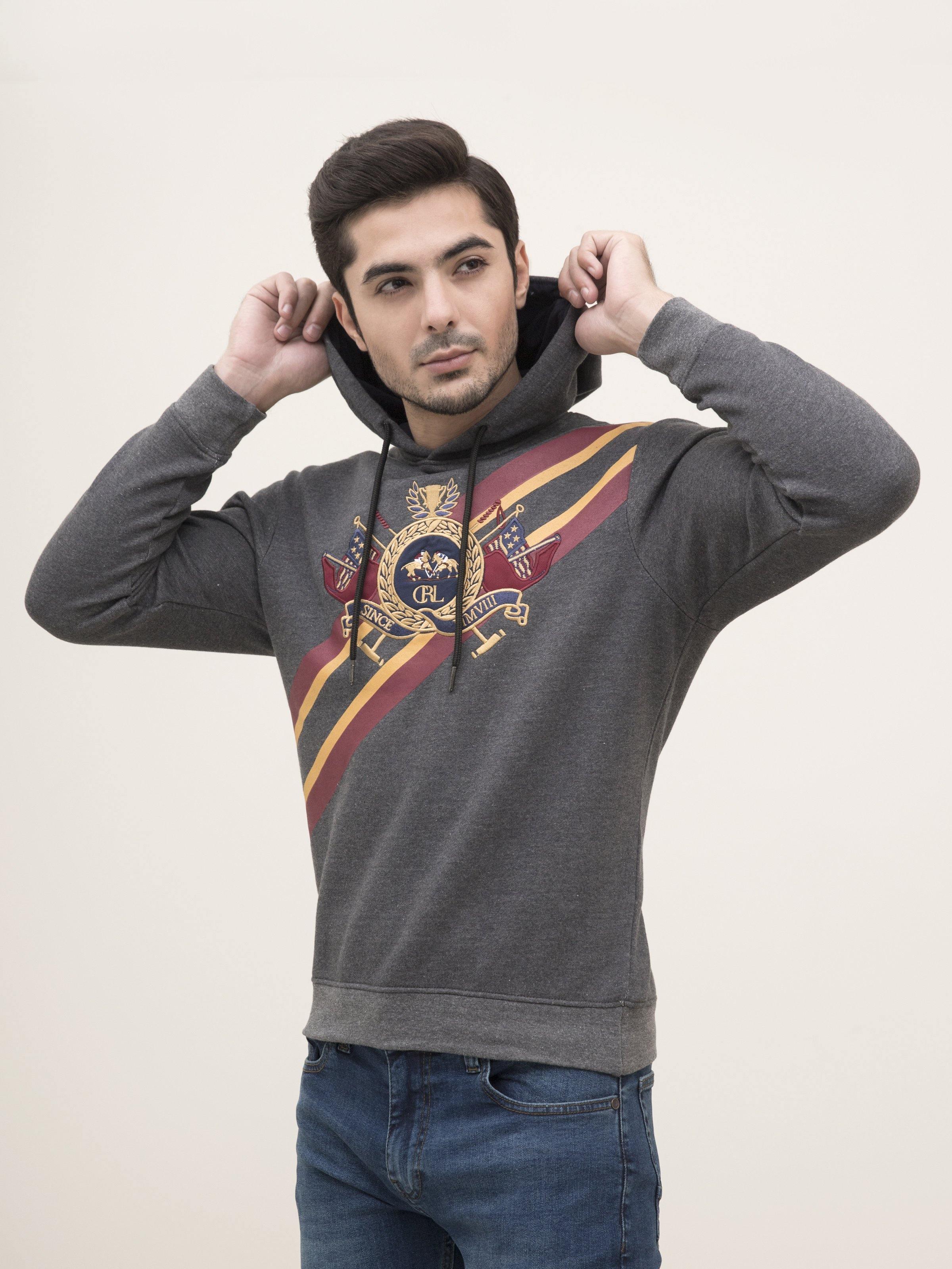 JACKET FULL SLEEVE KNIT HOODIE CHARCOAL GREY at Charcoal Clothing