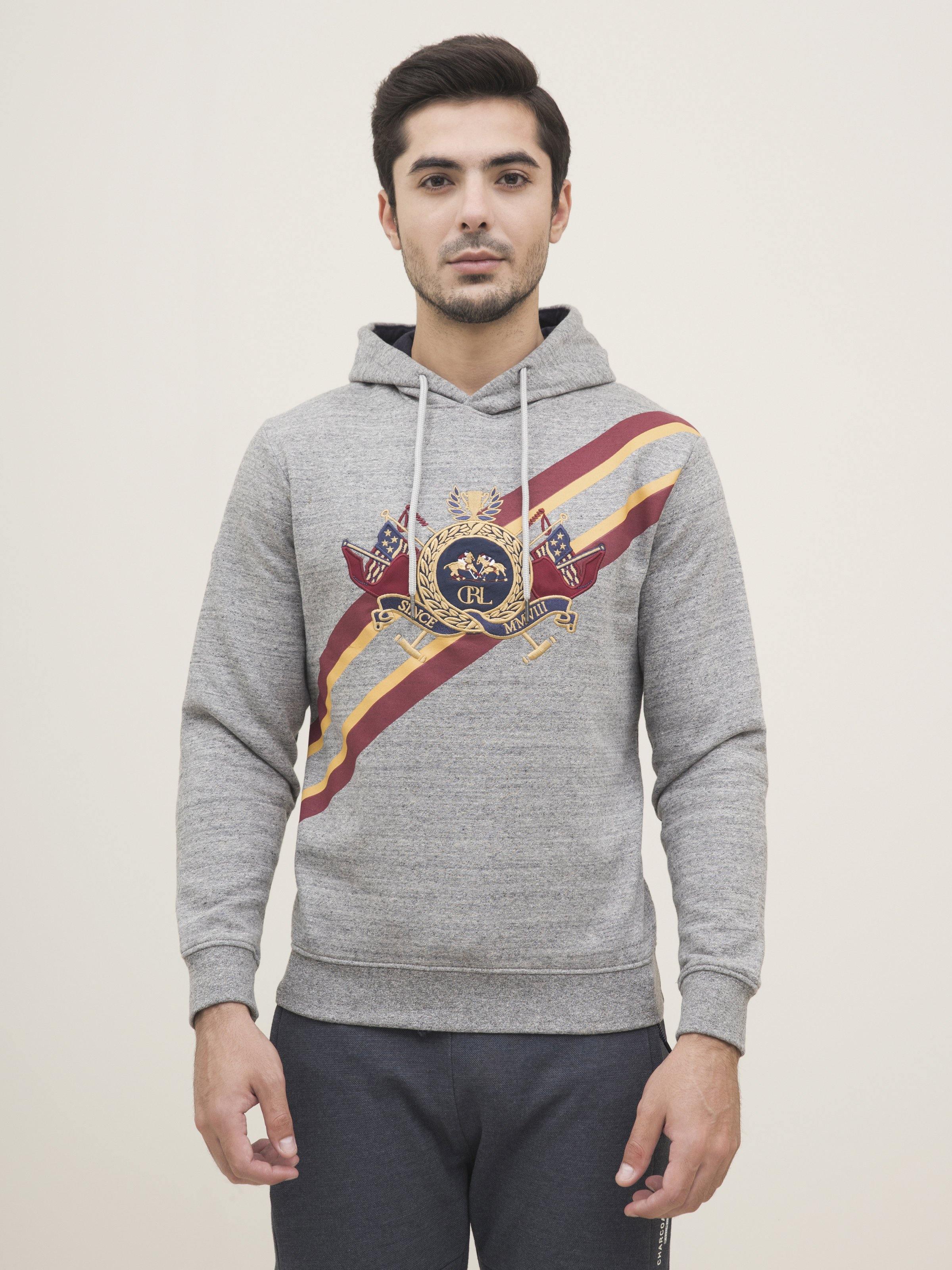 JACKET FULL SLEEVE KNIT HOODIE GREY HEATHER at Charcoal Clothing