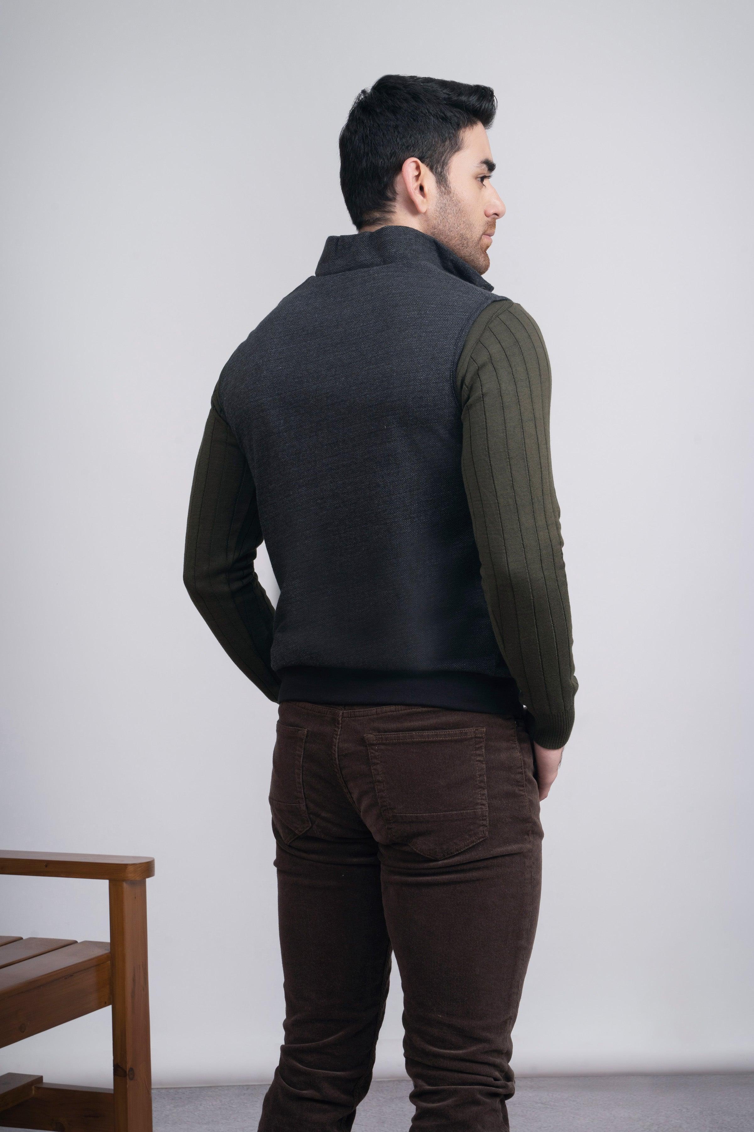 JACKET HERRINGBONE S/L BLACK at Charcoal Clothing
