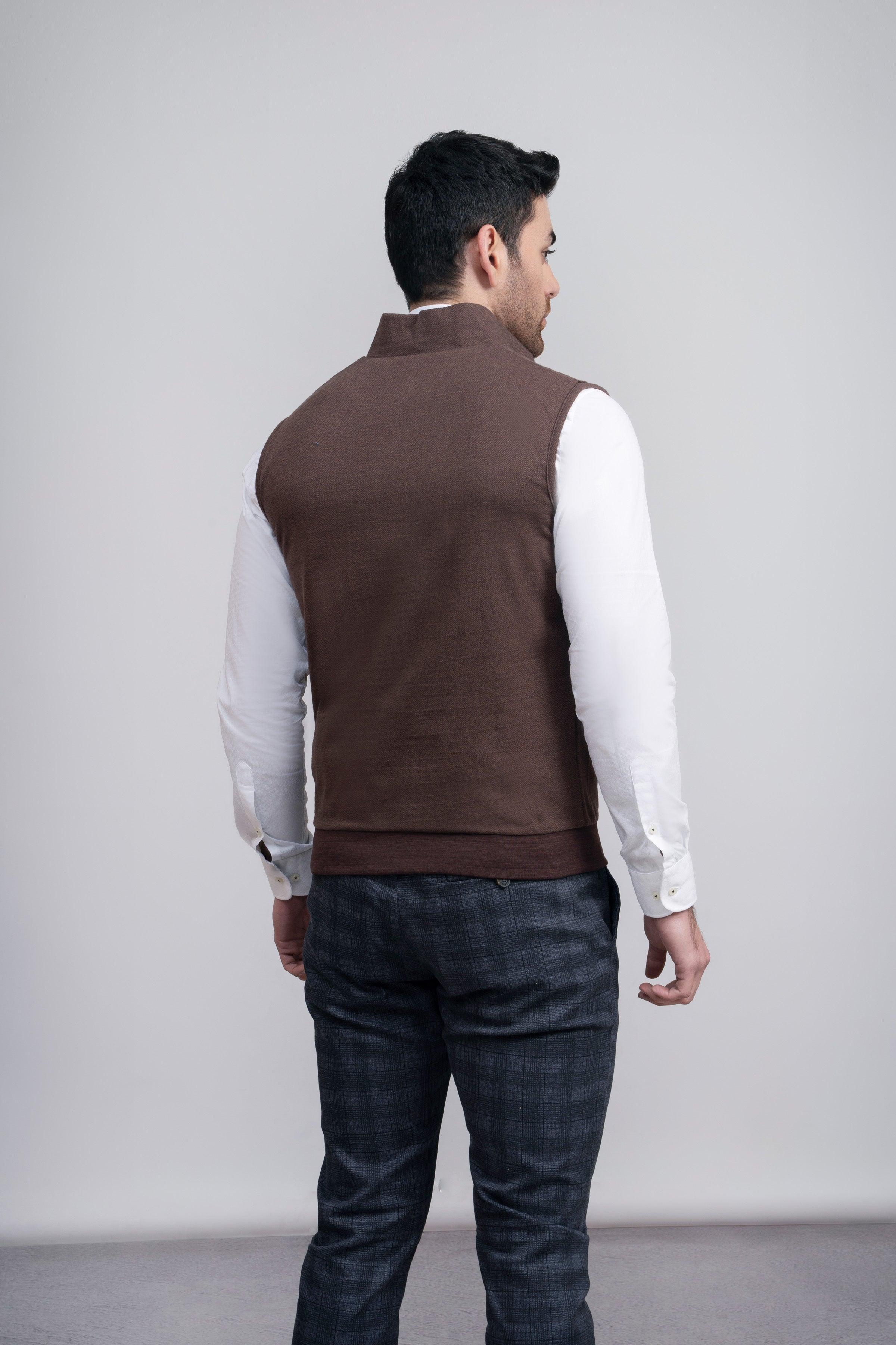 JACKET HERRINGBONE S/L BROWN at Charcoal Clothing