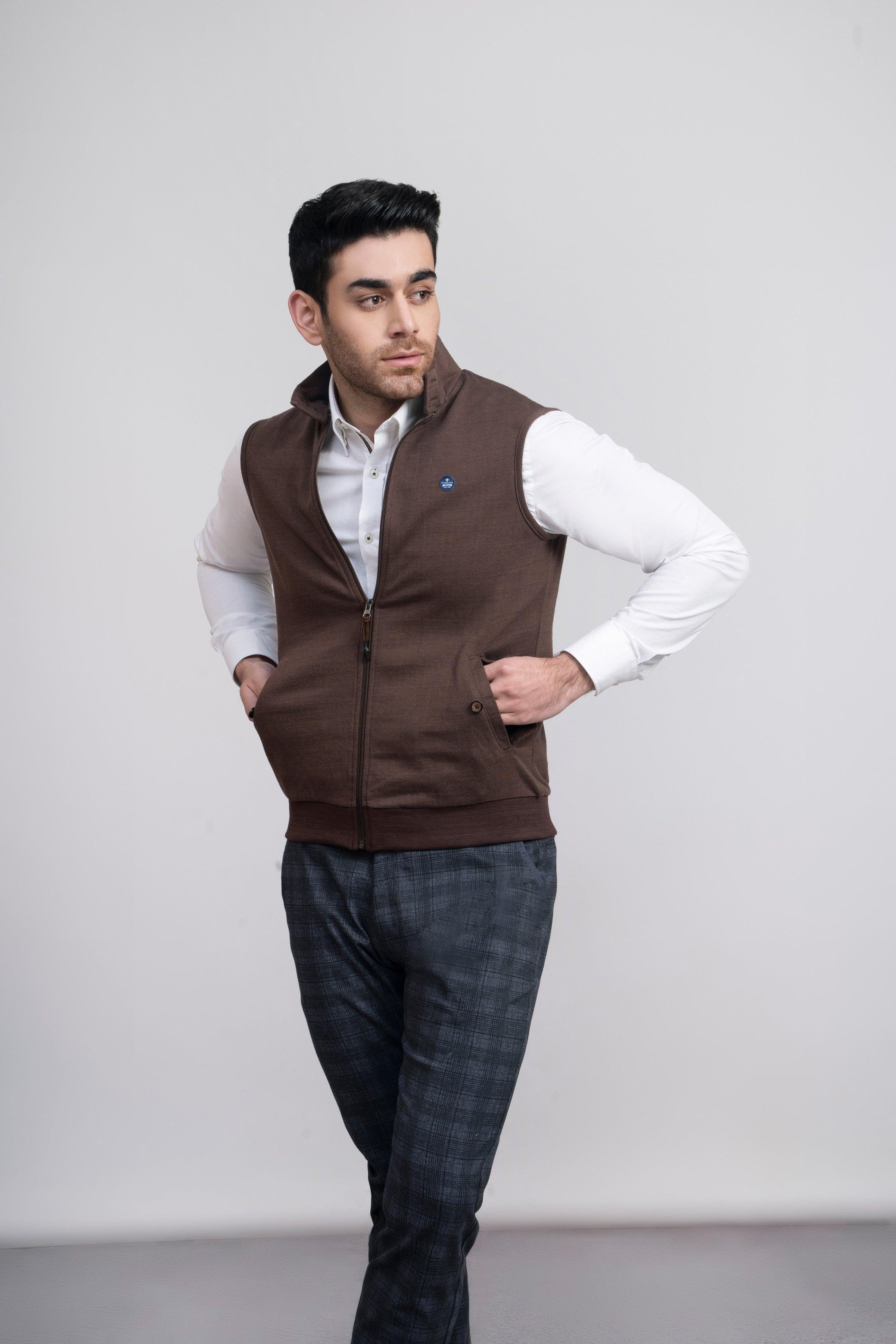 JACKET HERRINGBONE S/L BROWN at Charcoal Clothing