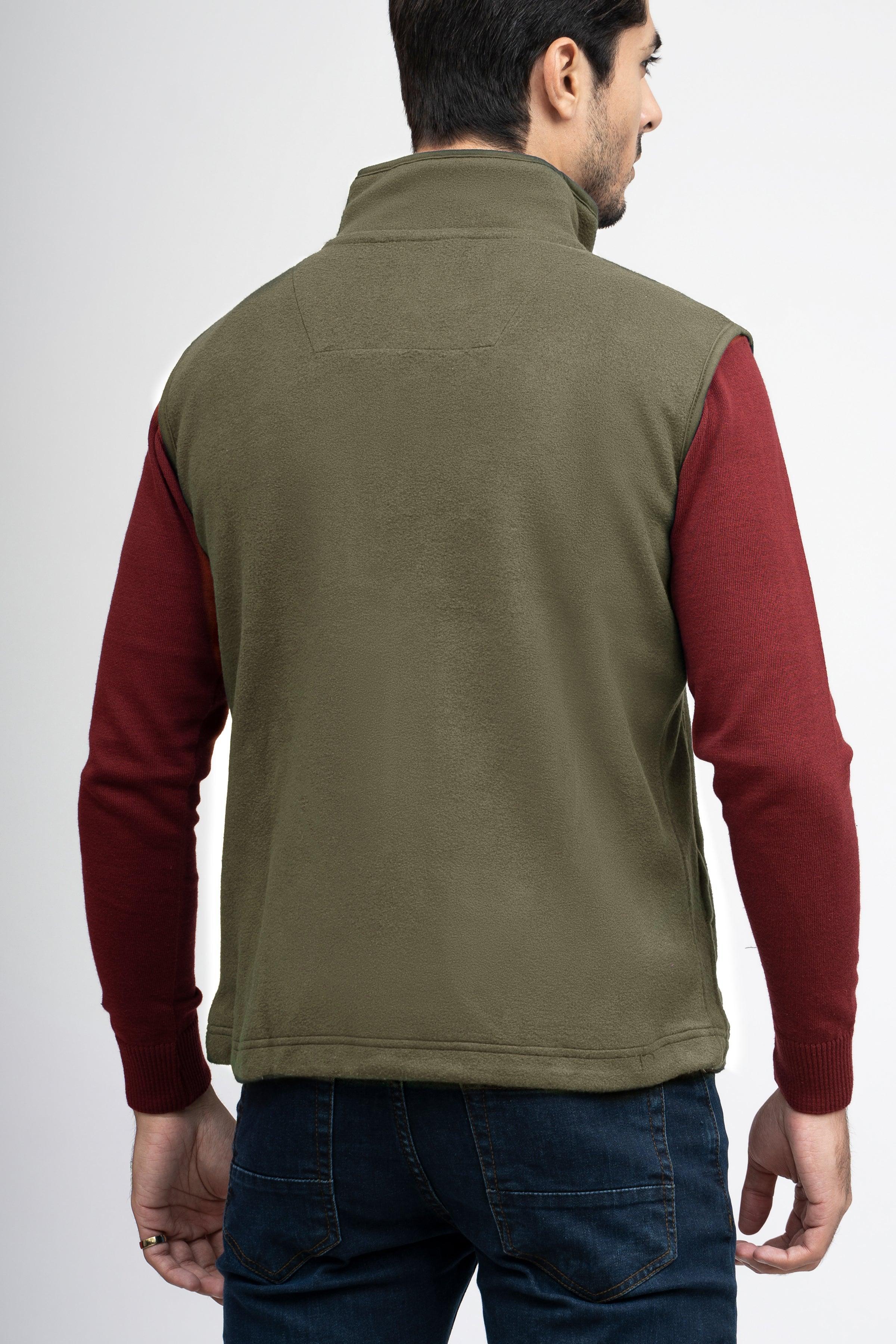 JACKET POLAR FLEECE S/L KHAKI at Charcoal Clothing