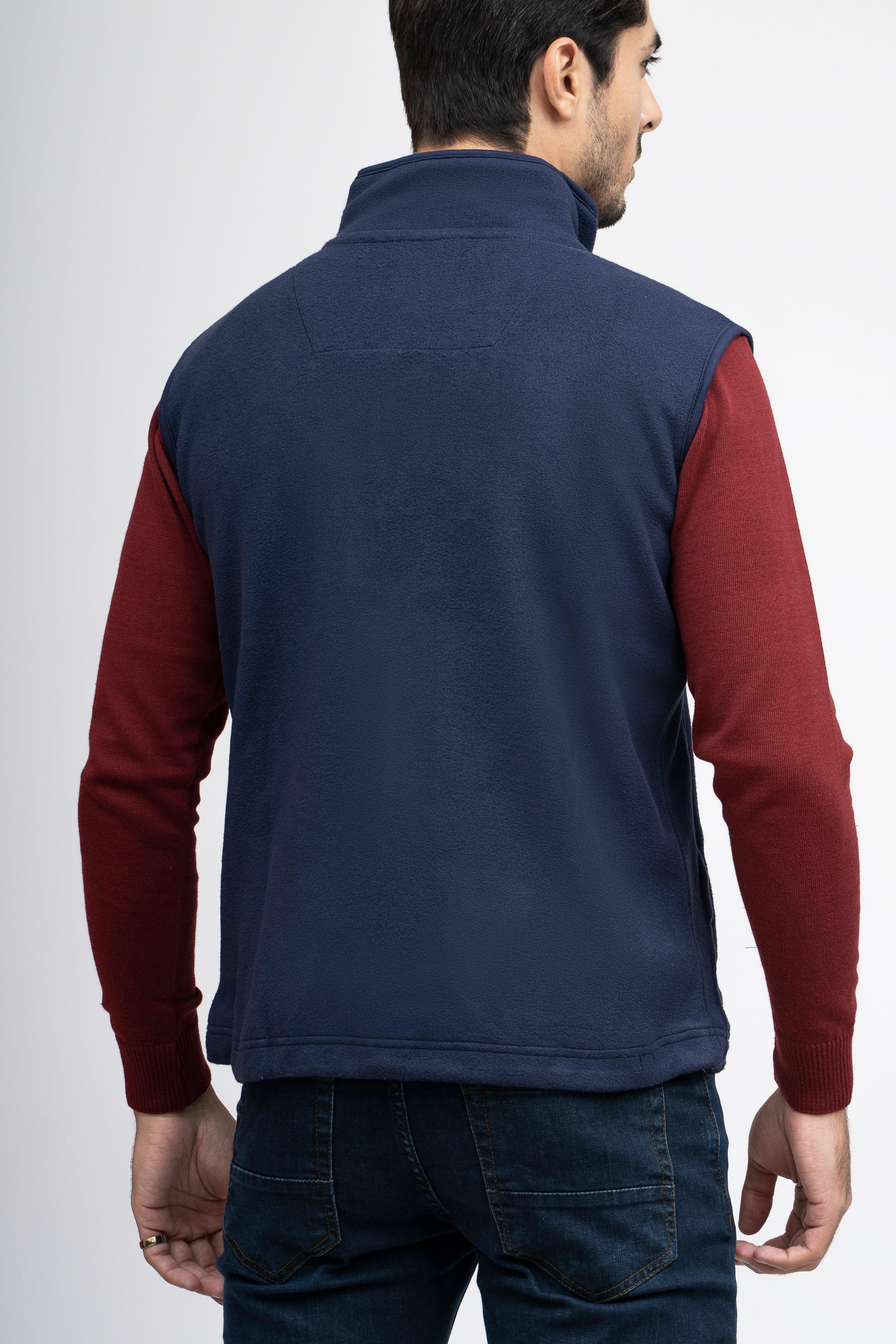 JACKET POLAR FLEECE S/L NAVY at Charcoal Clothing