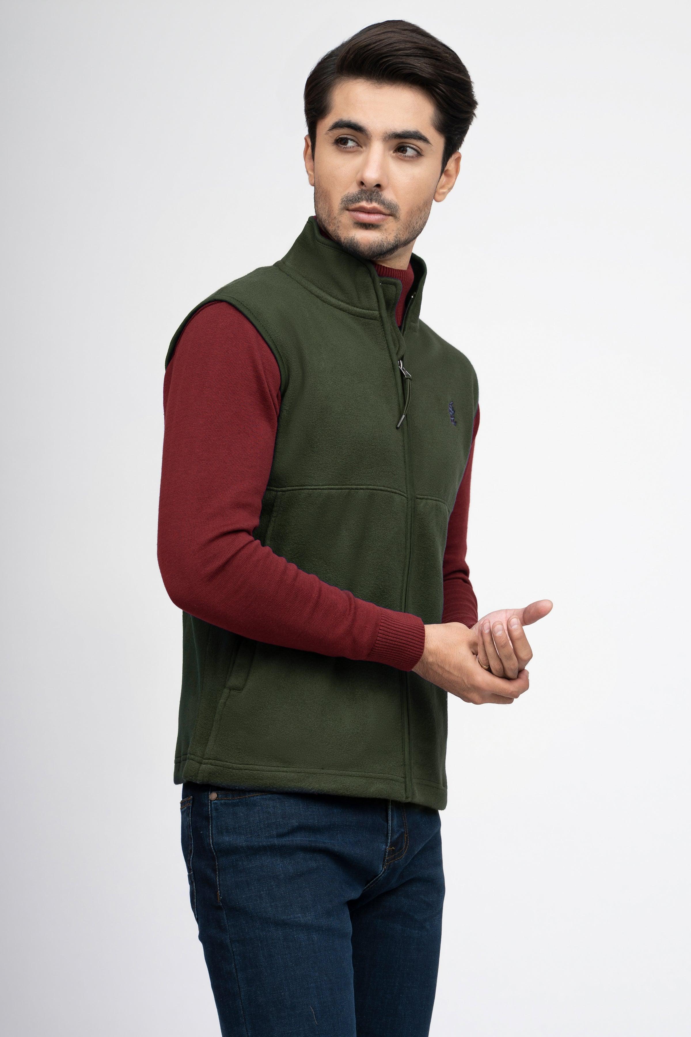 JACKET POLAR FLEECE S/L OLIVE at Charcoal Clothing