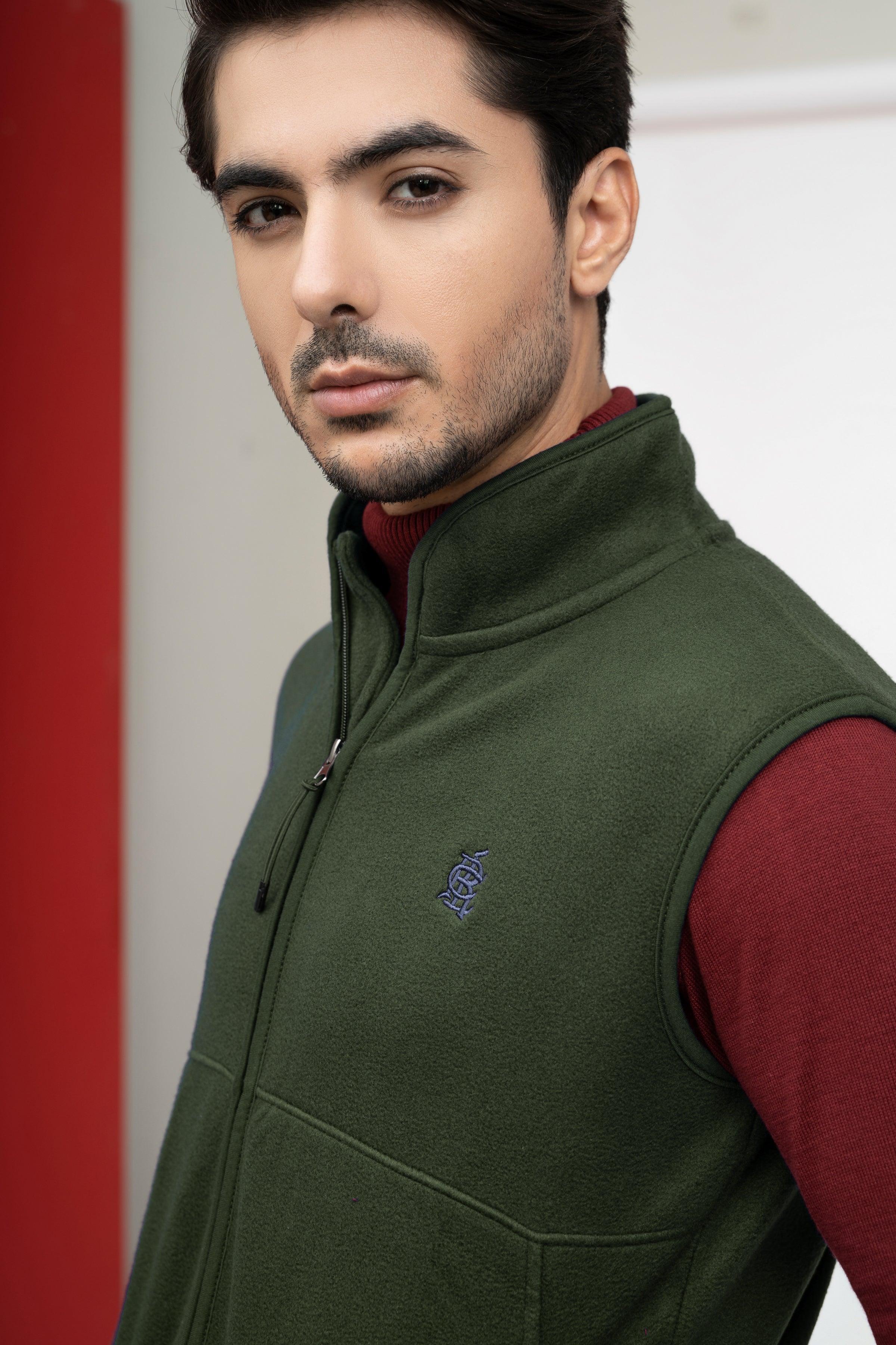 JACKET POLAR FLEECE S/L OLIVE at Charcoal Clothing