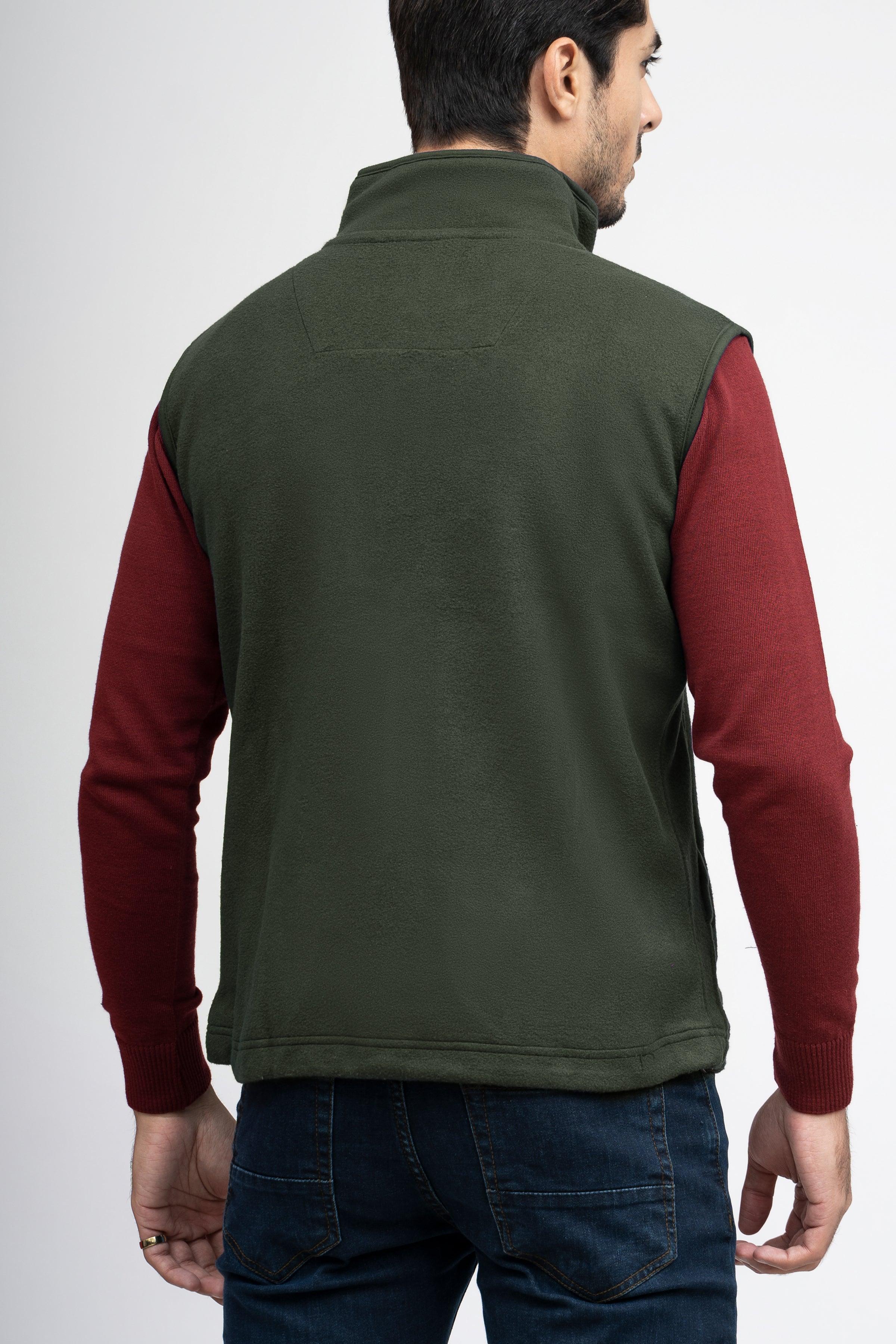 JACKET POLAR FLEECE S/L OLIVE at Charcoal Clothing