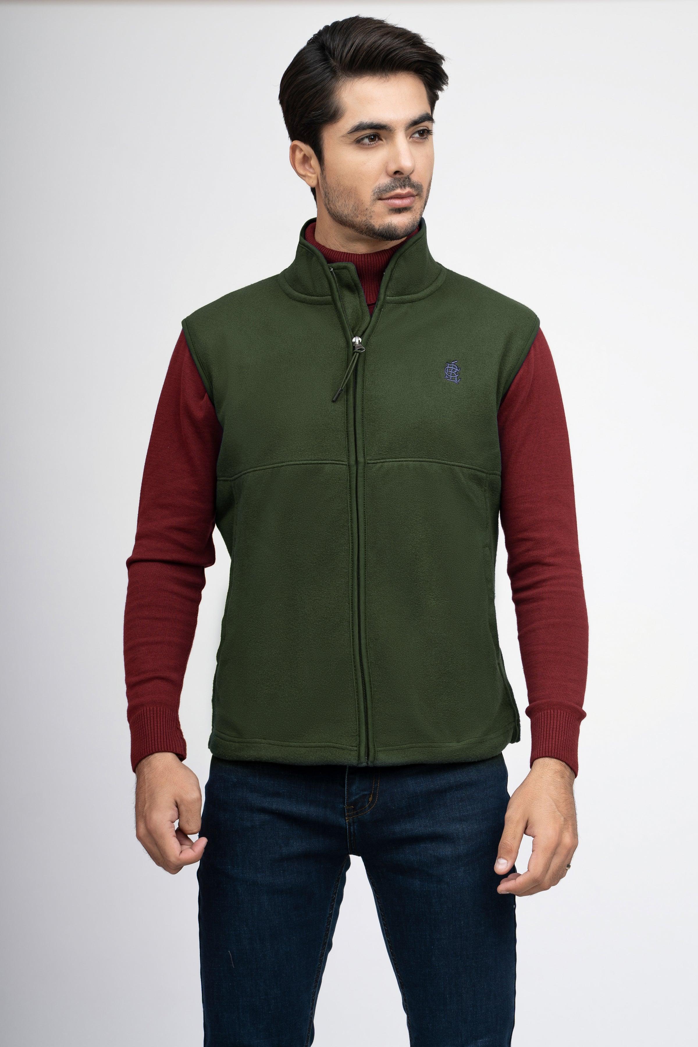 JACKET POLAR FLEECE S/L OLIVE at Charcoal Clothing
