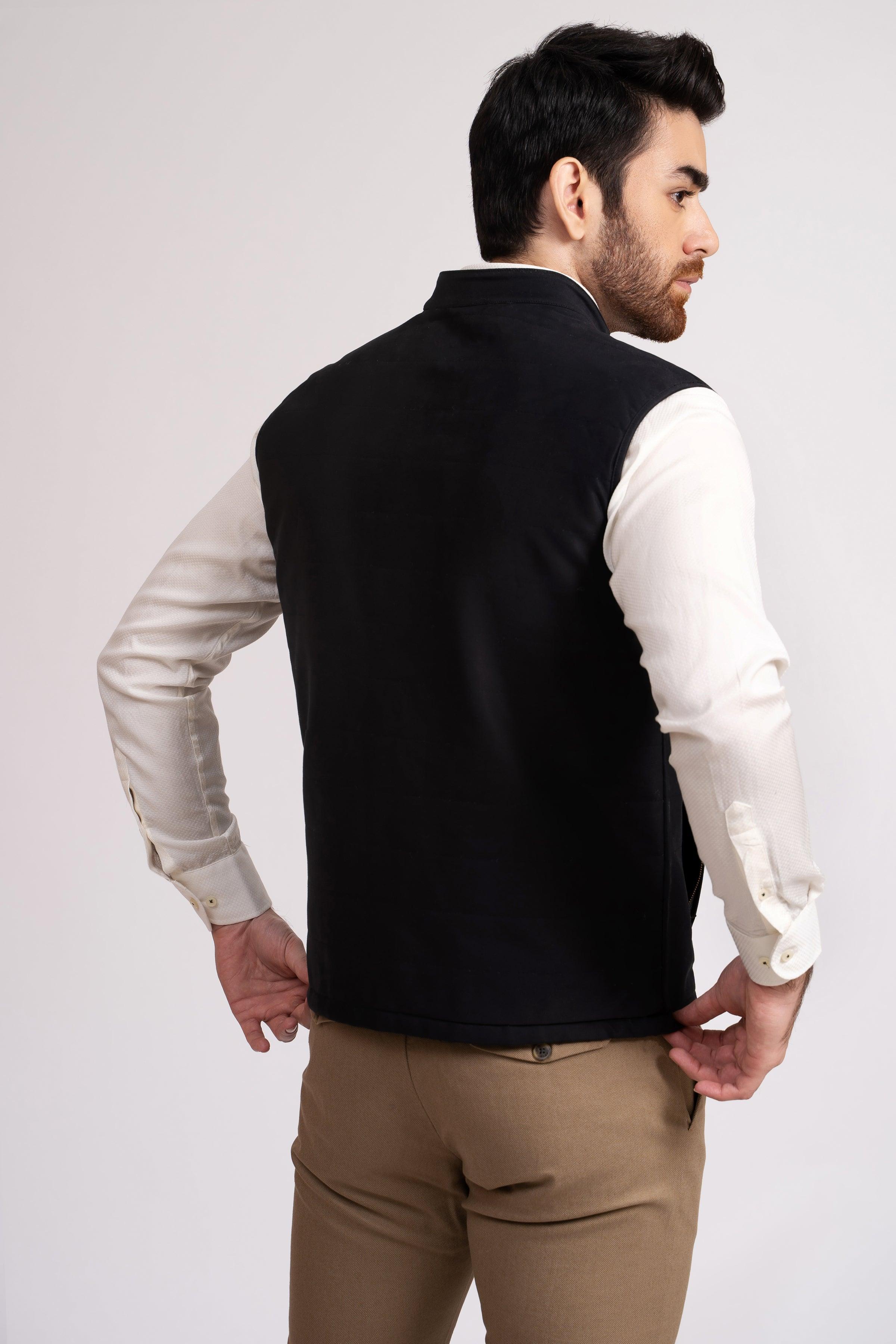 JACKET QUILTED SLEEVE LESS BLACK at Charcoal Clothing