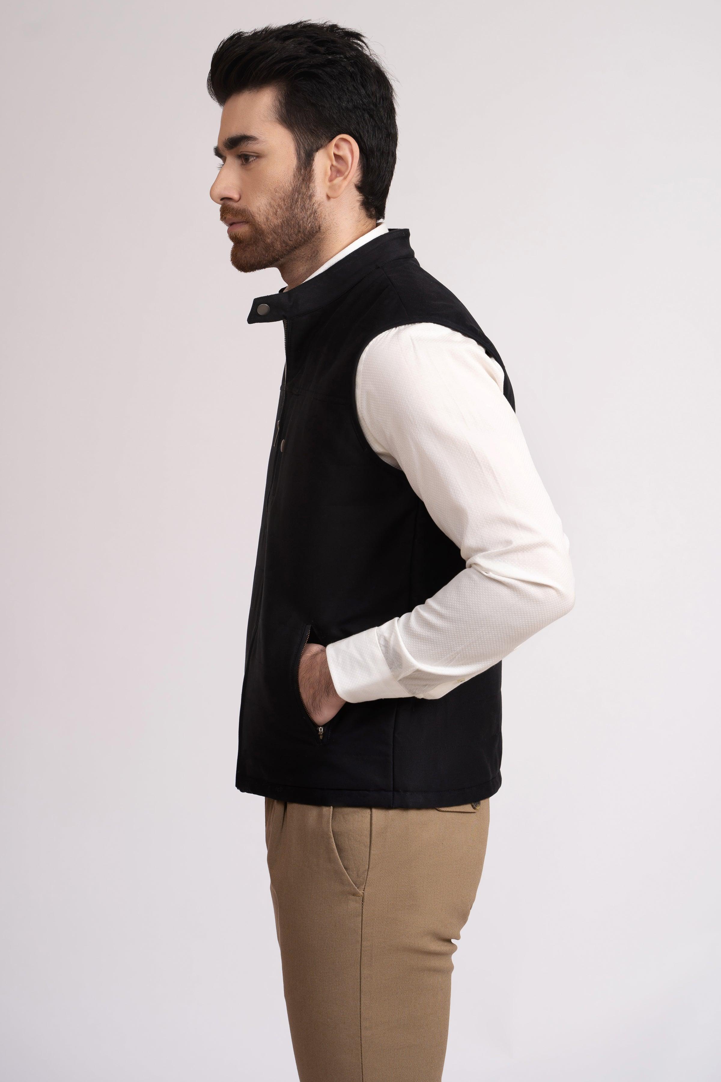 JACKET QUILTED SLEEVE LESS BLACK at Charcoal Clothing