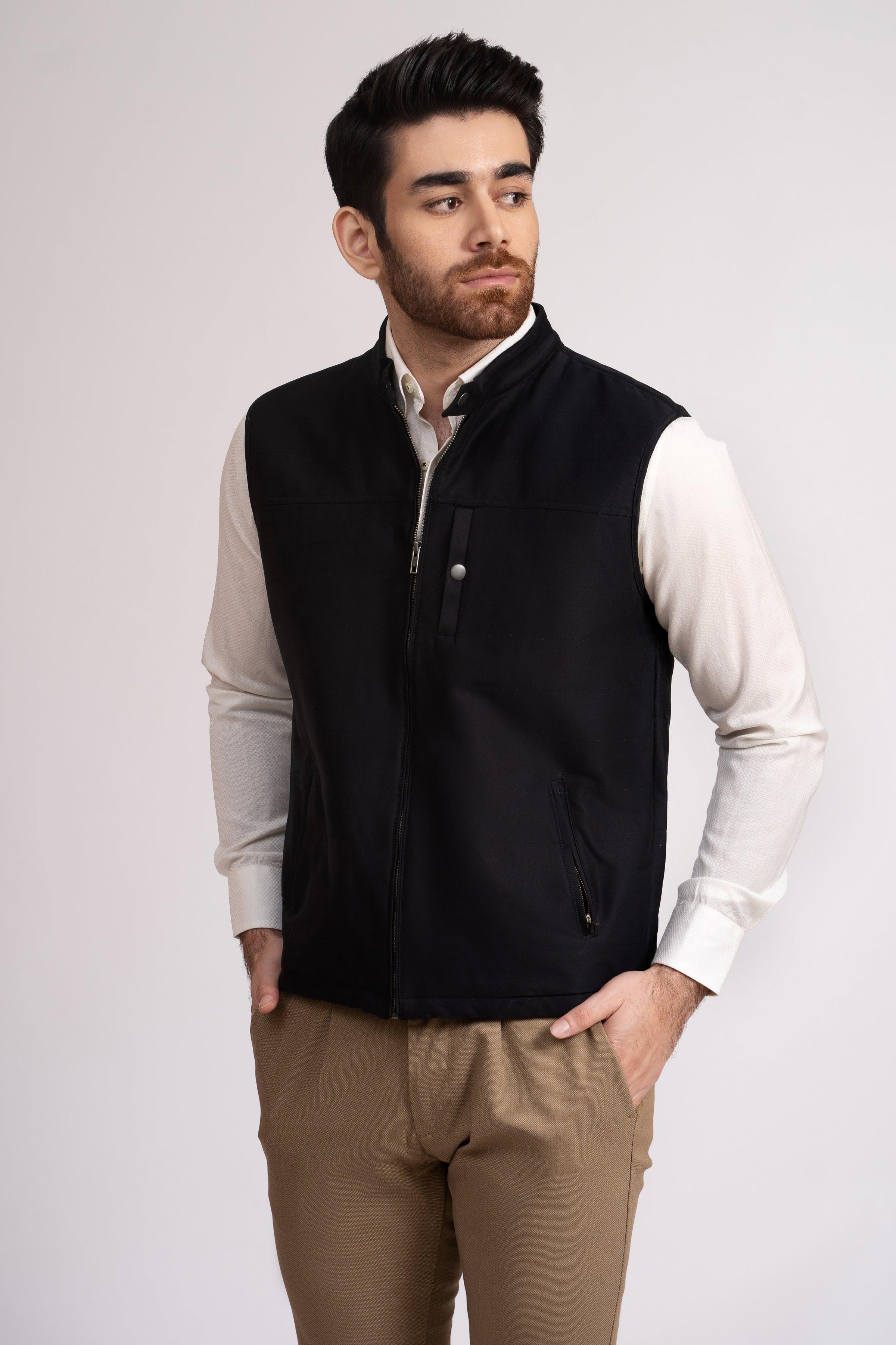 JACKET QUILTED SLEEVE LESS BLACK at Charcoal Clothing