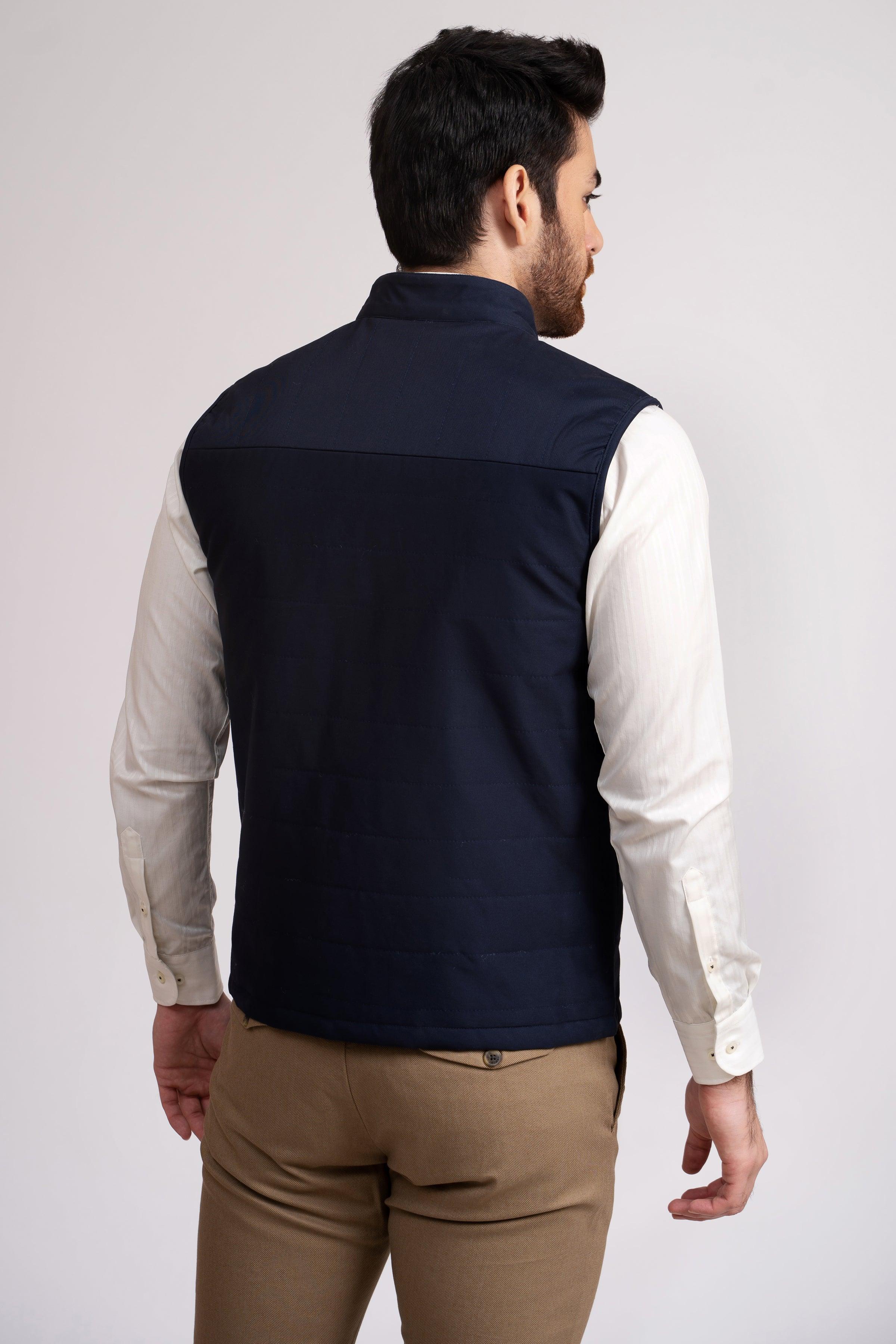 JACKET QUILTED SLEEVE LESS NAVY at Charcoal Clothing