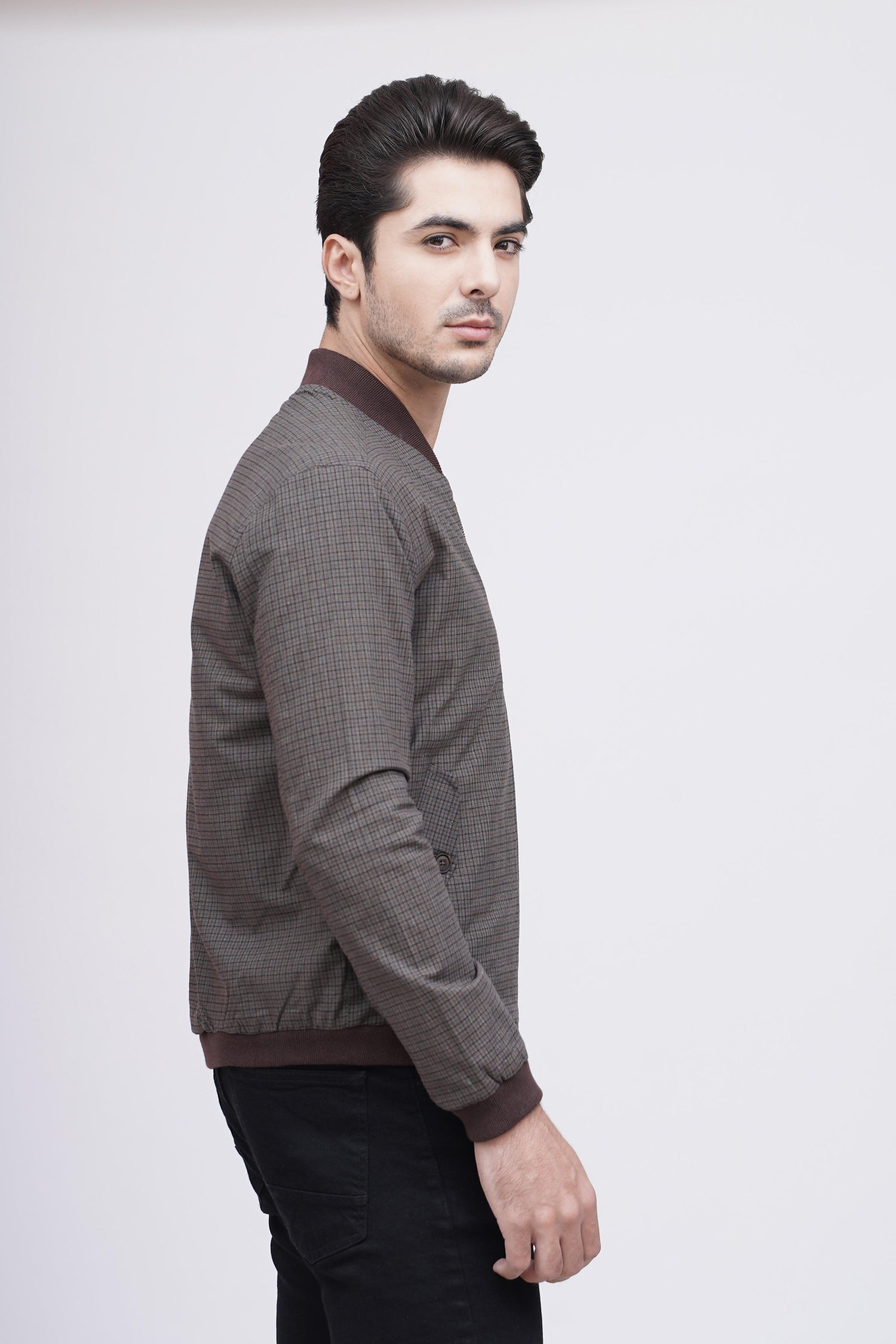 JACKET RIB BAN F/S BROWN KHAKI at Charcoal Clothing