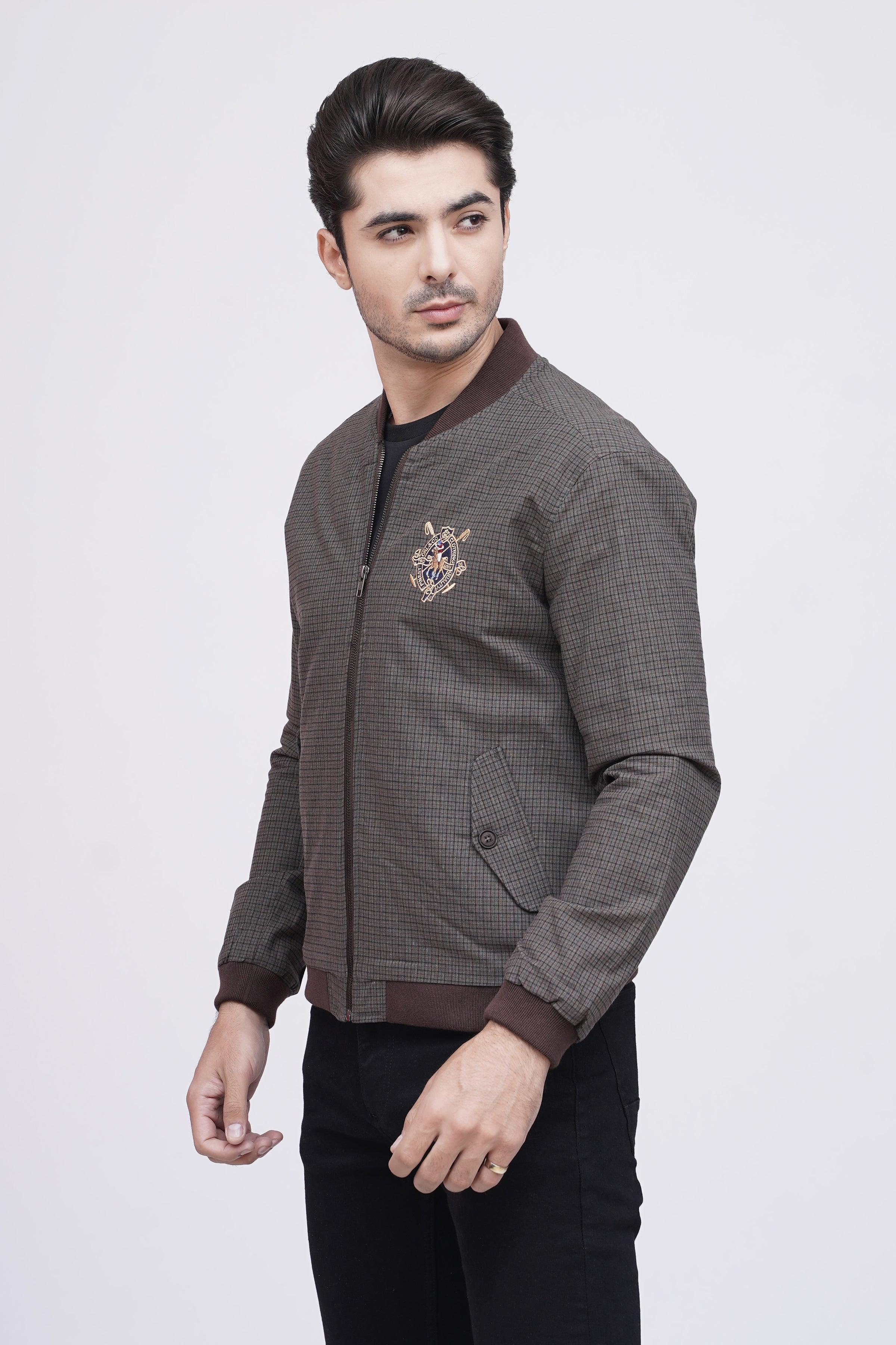 JACKET RIB BAN F/S BROWN KHAKI at Charcoal Clothing