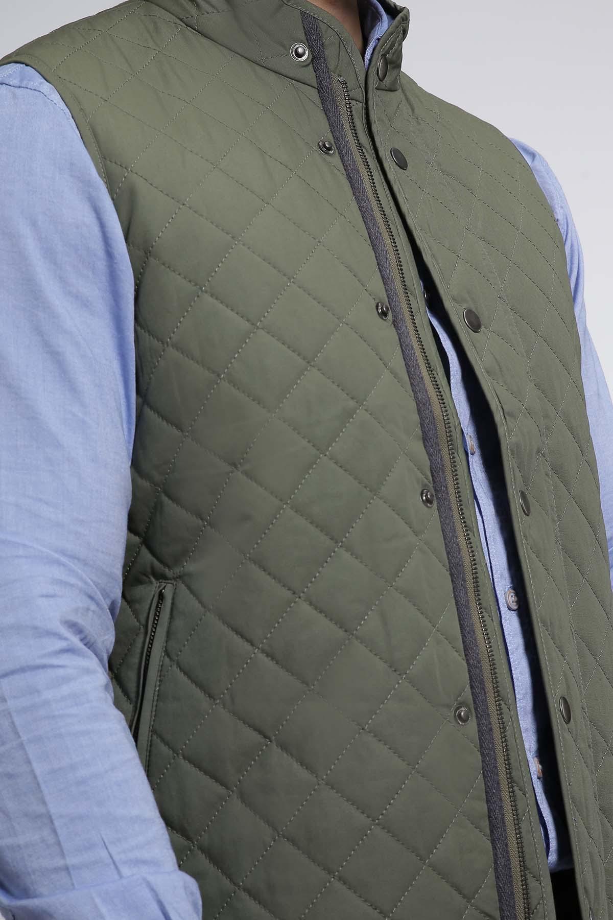 JACKET SLEEVE LESS OLIVE at Charcoal Clothing