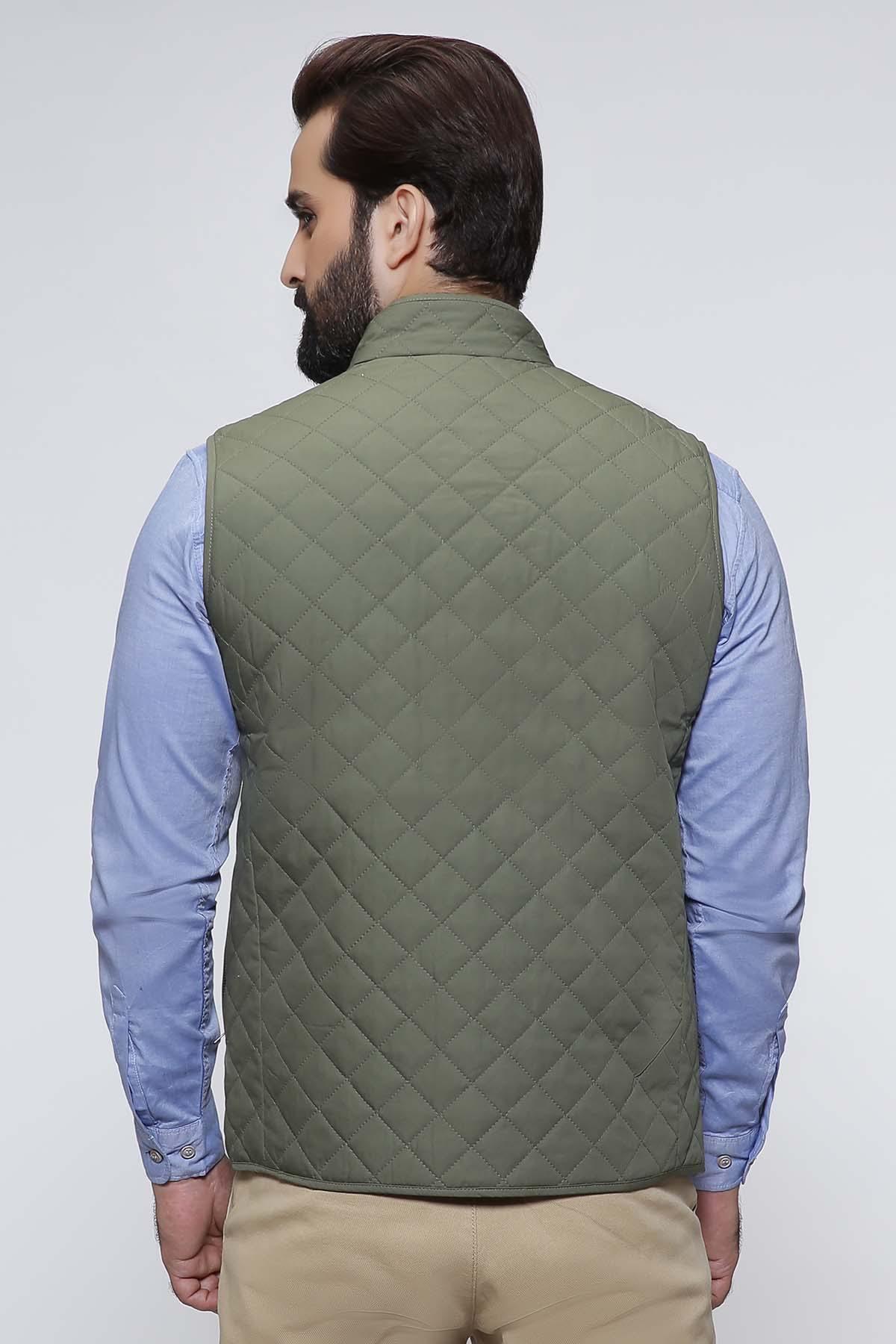 JACKET SLEEVE LESS OLIVE at Charcoal Clothing