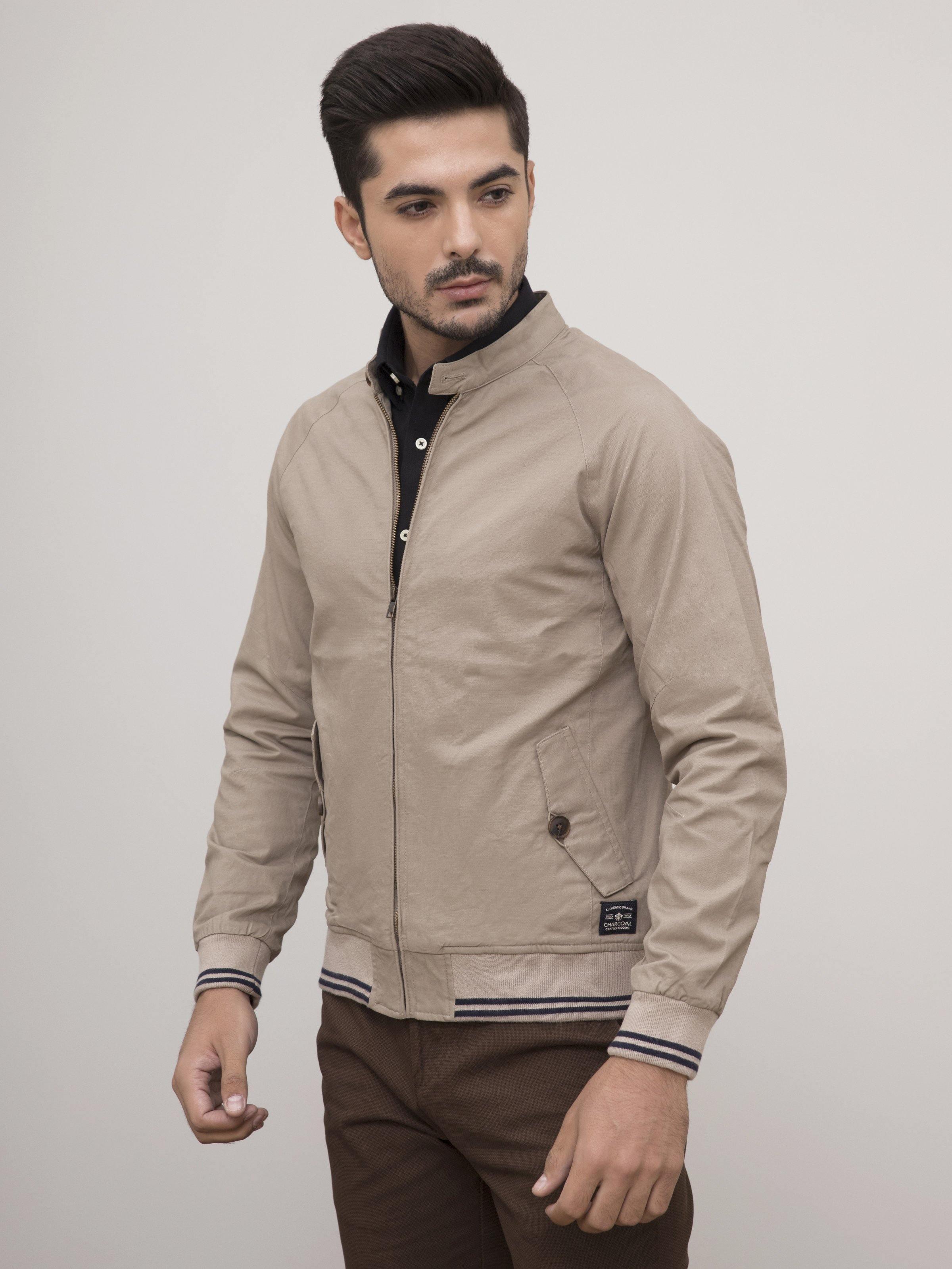 JACKET SMALL BAN FULL SLEEVE BEIGE at Charcoal Clothing