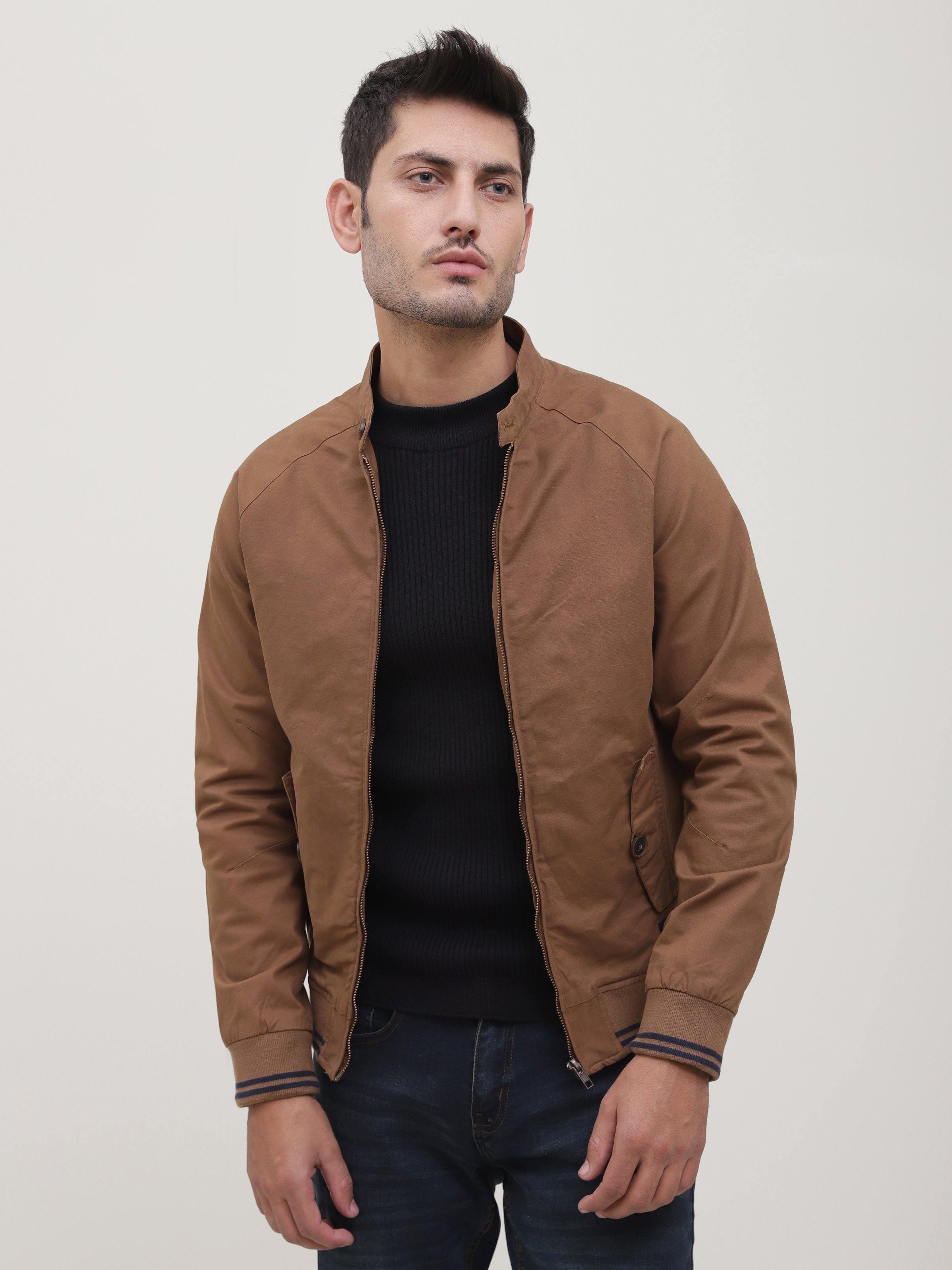 JACKET SMALL BAN FULL SLEEVE DARK KHAKI at Charcoal Clothing