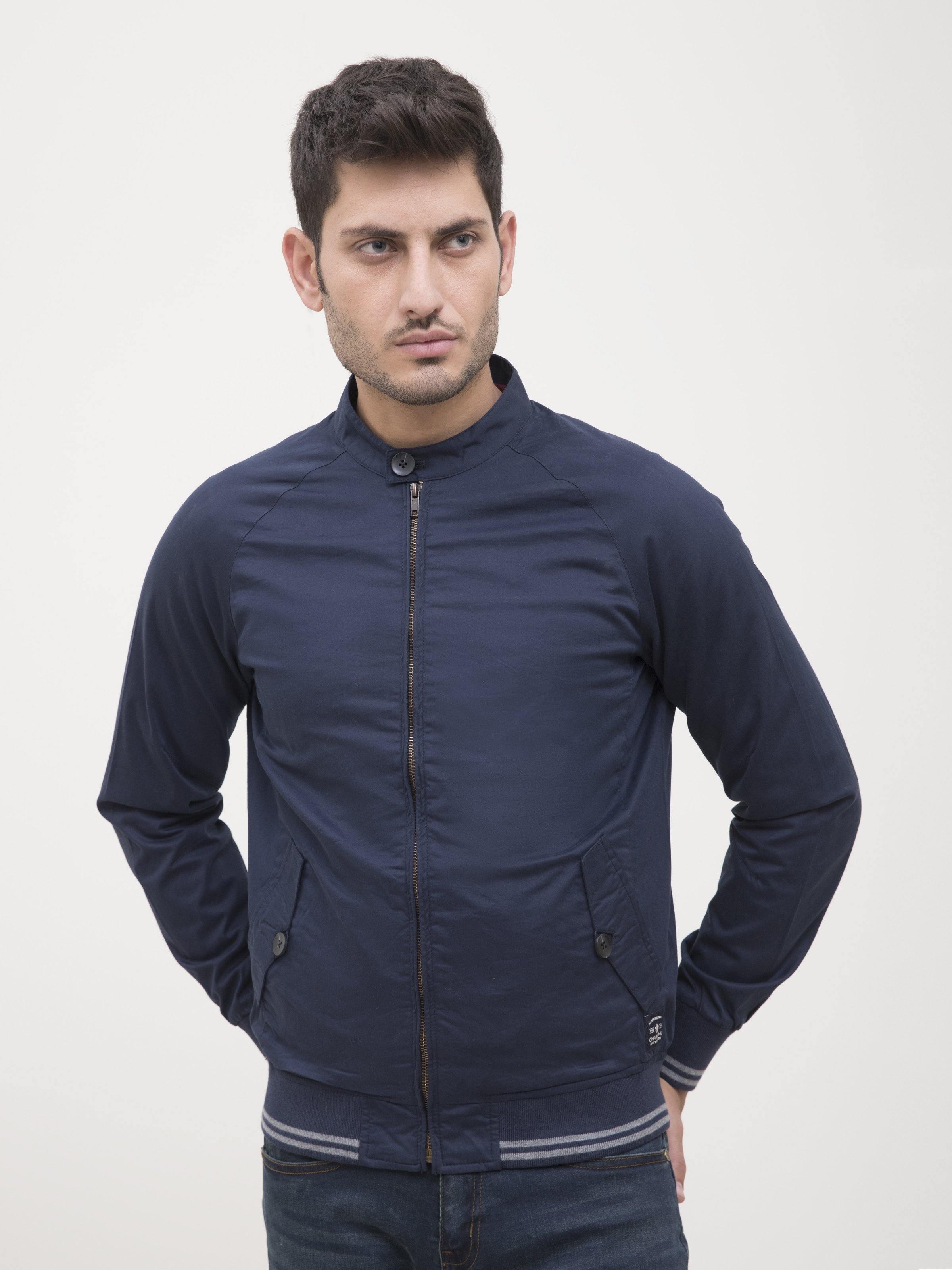JACKET SMALL BAN FULL SLEEVE NAVY at Charcoal Clothing