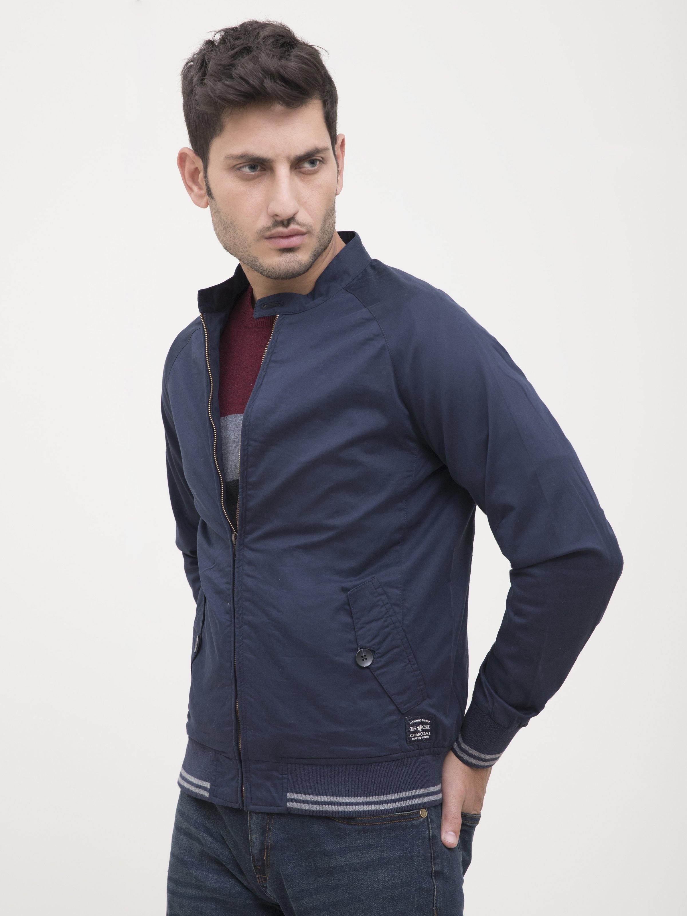 JACKET SMALL BAN FULL SLEEVE NAVY at Charcoal Clothing
