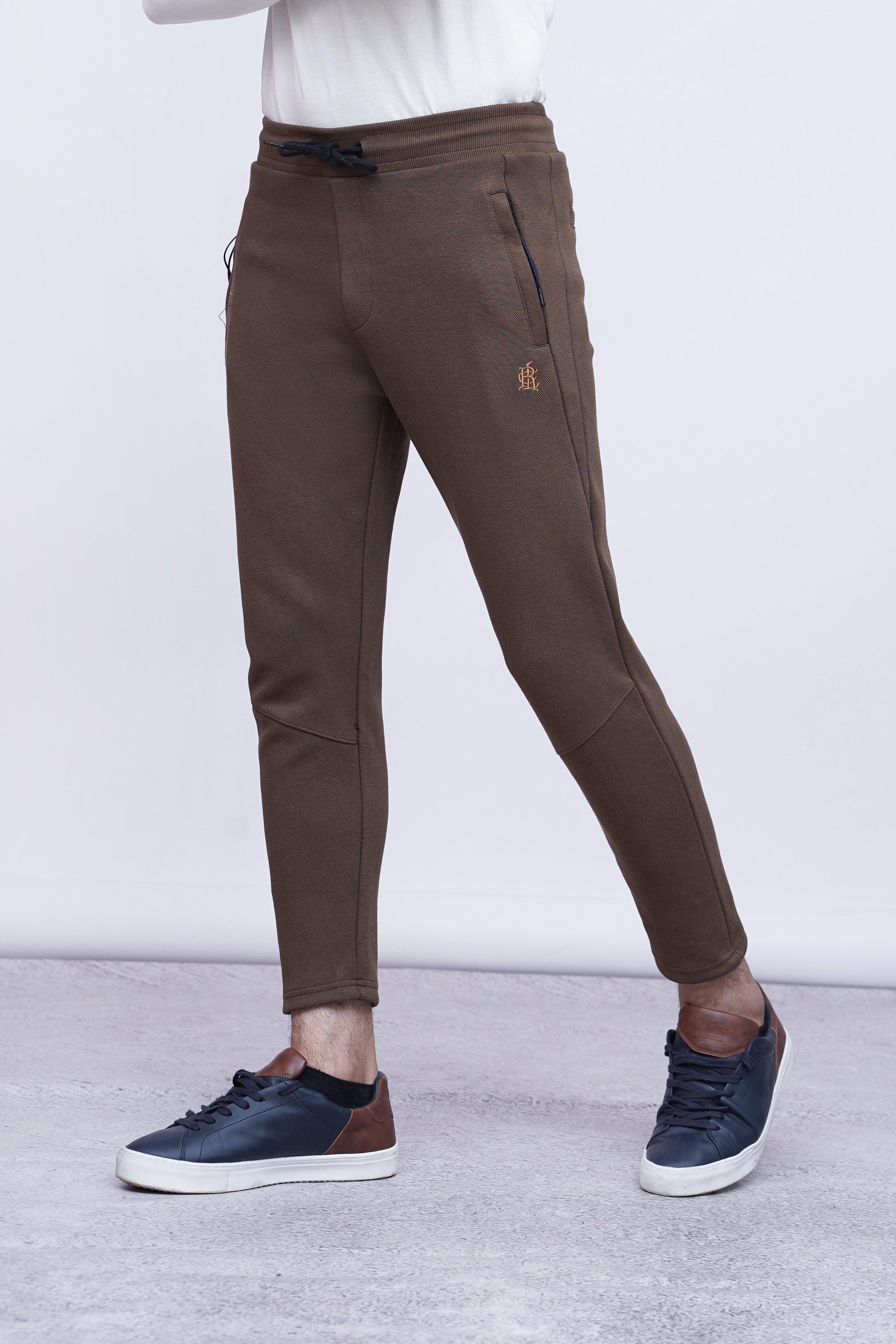 JUMBO PIQUE TROUSER BLACK BROWN at Charcoal Clothing