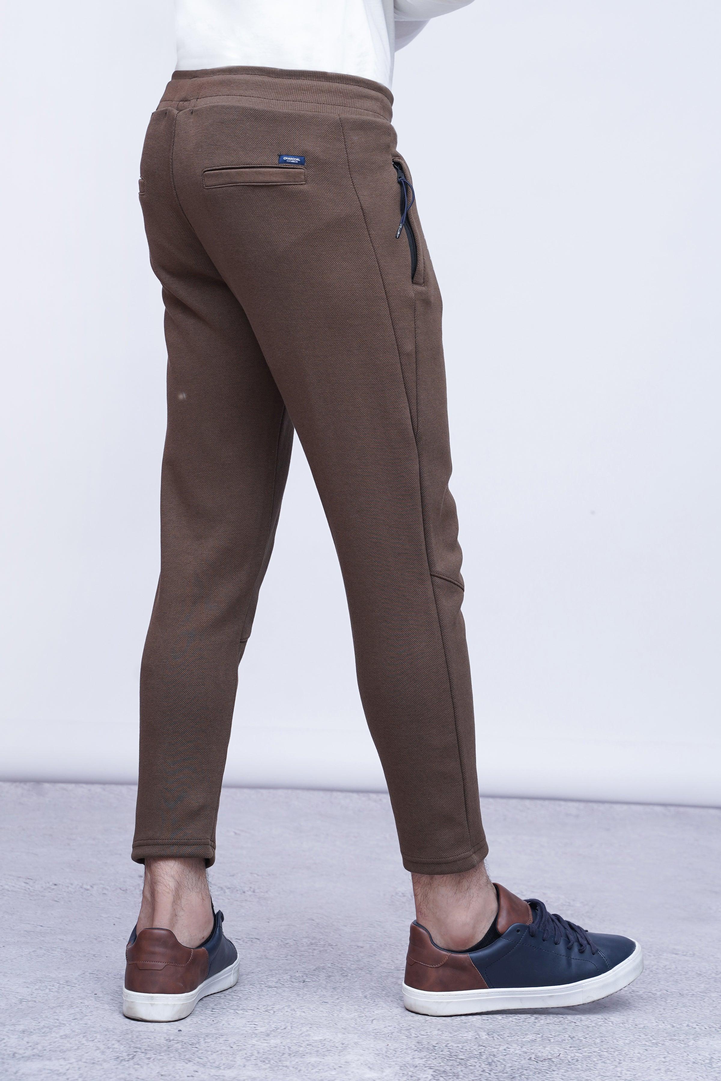 JUMBO PIQUE TROUSER BLACK BROWN at Charcoal Clothing