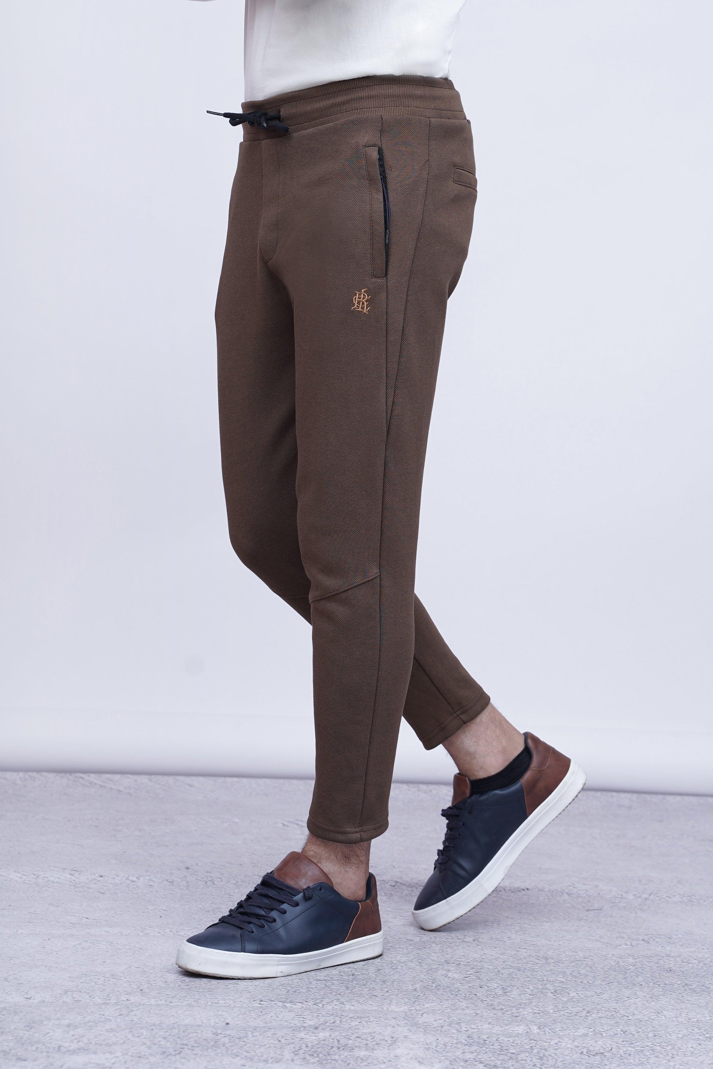 JUMBO PIQUE TROUSER BLACK BROWN at Charcoal Clothing