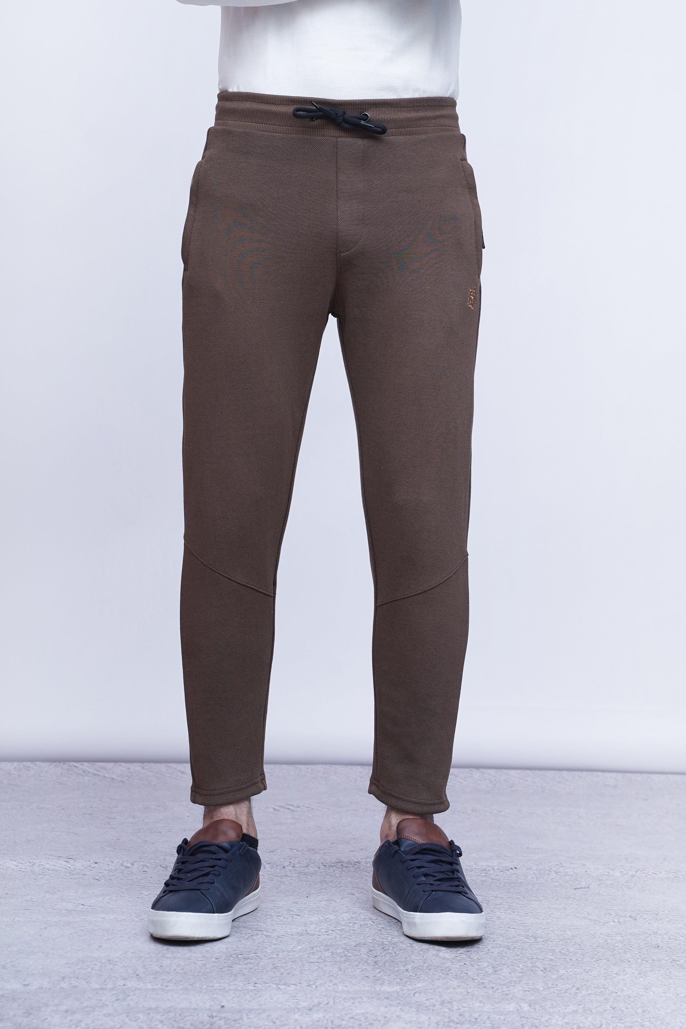JUMBO PIQUE TROUSER BLACK BROWN at Charcoal Clothing