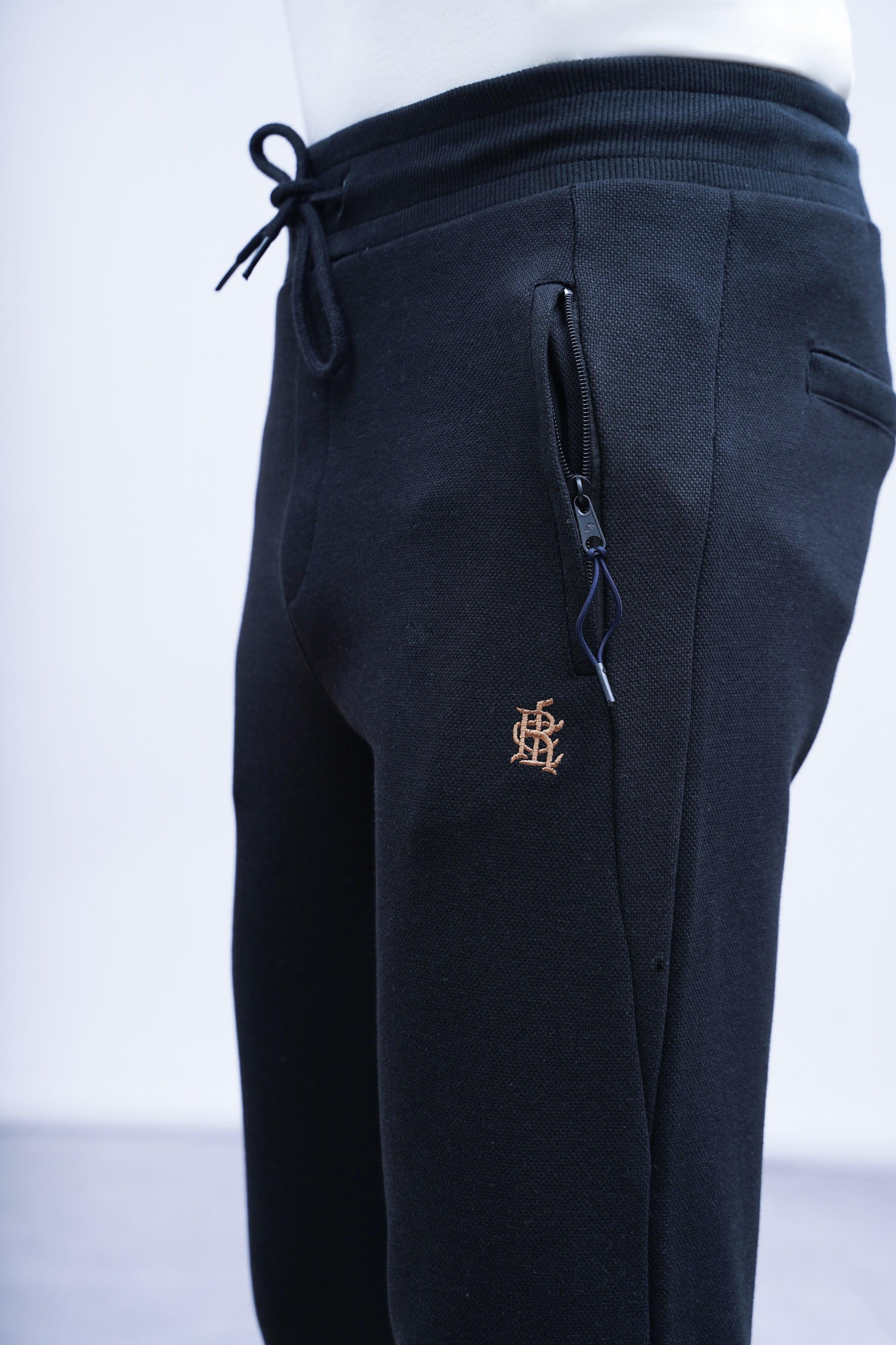 JUMBO PIQUE TROUSER BLACK at Charcoal Clothing