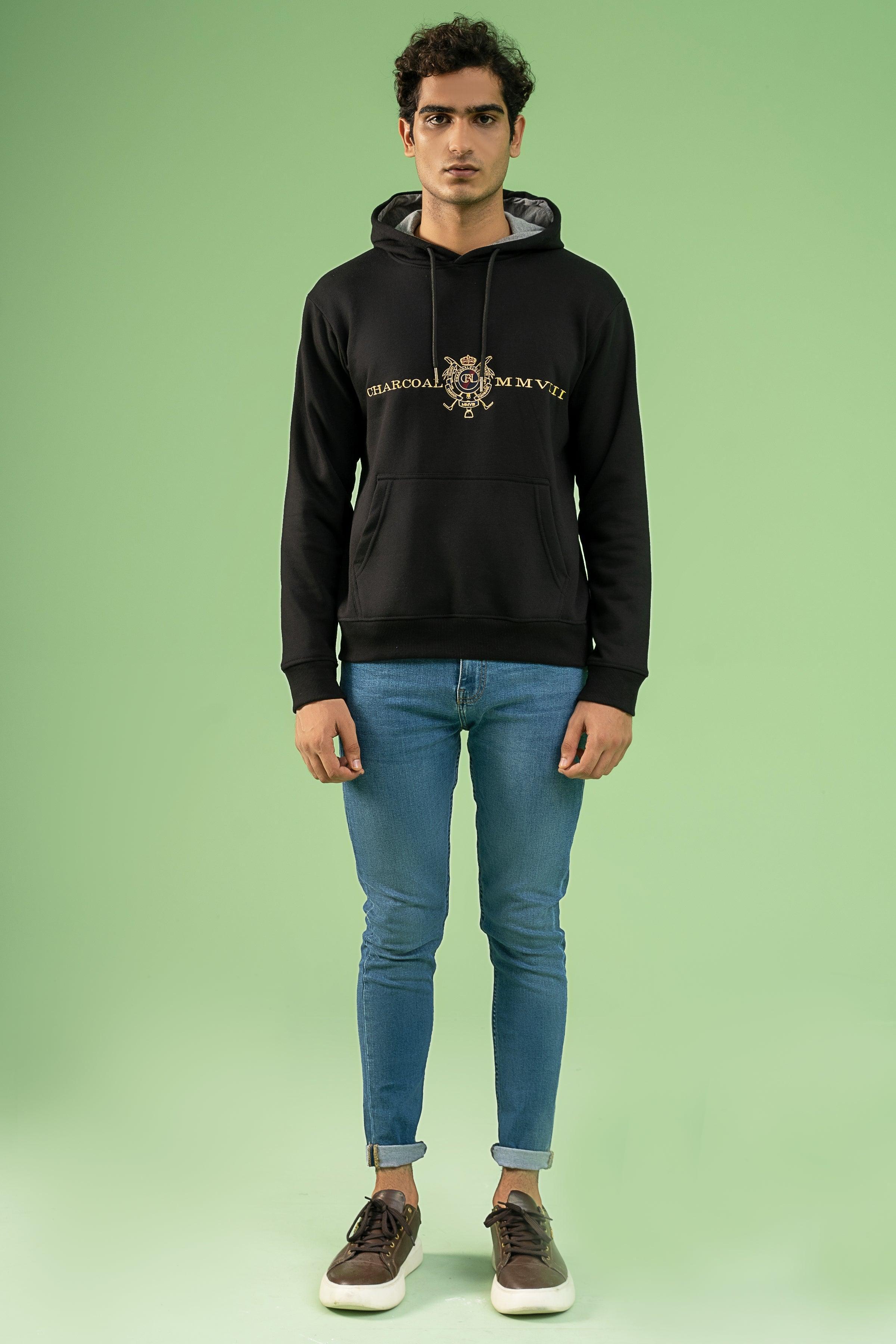 KANGROO POCKET HOODIE BLACK at Charcoal Clothing