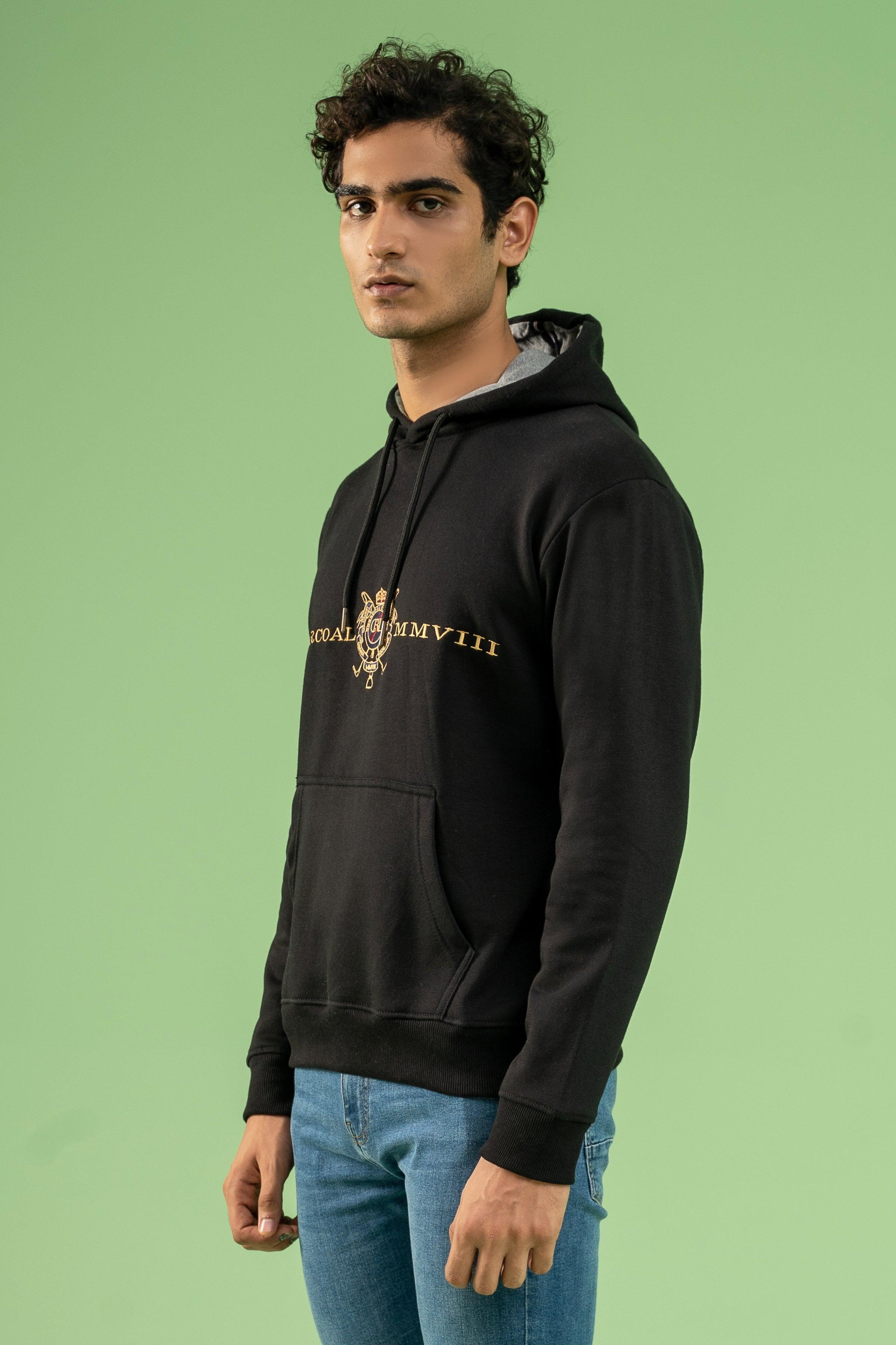 KANGROO POCKET HOODIE BLACK at Charcoal Clothing